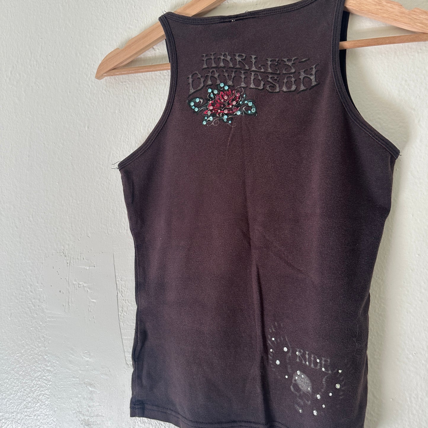 Y2K Women’s Harley Bedazzle Rose Tank Top Size S