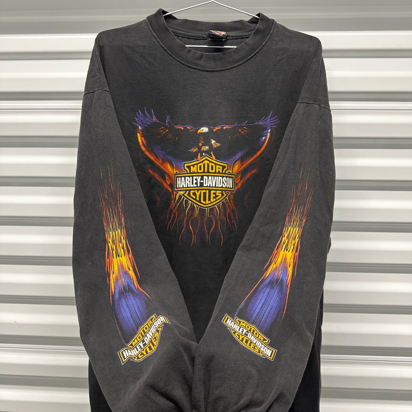Harley Double Flame Eagle Longsleeve T Shirt Size XXL