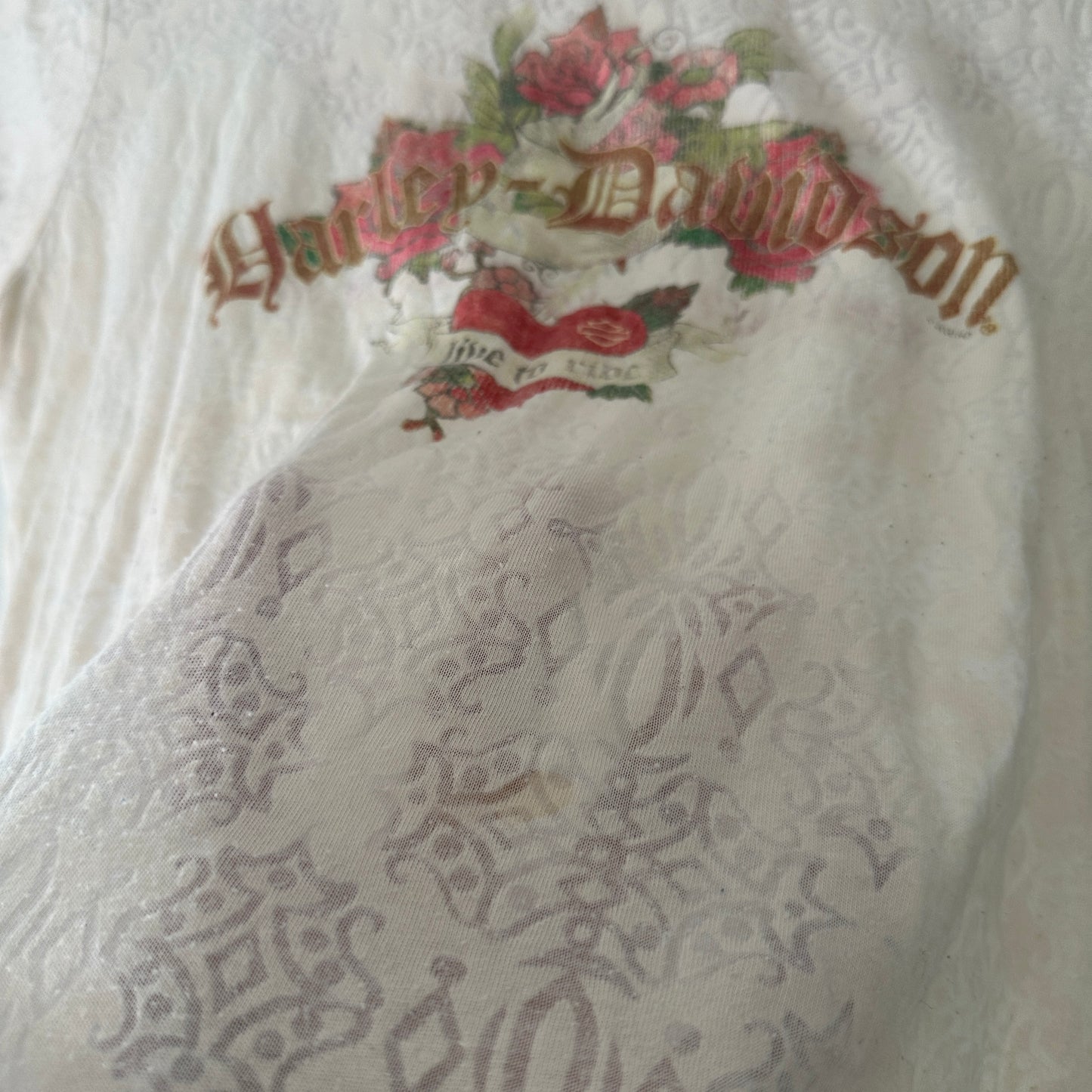 Y2K Women’s Harley Mesh Flower Heart Tee Size S
