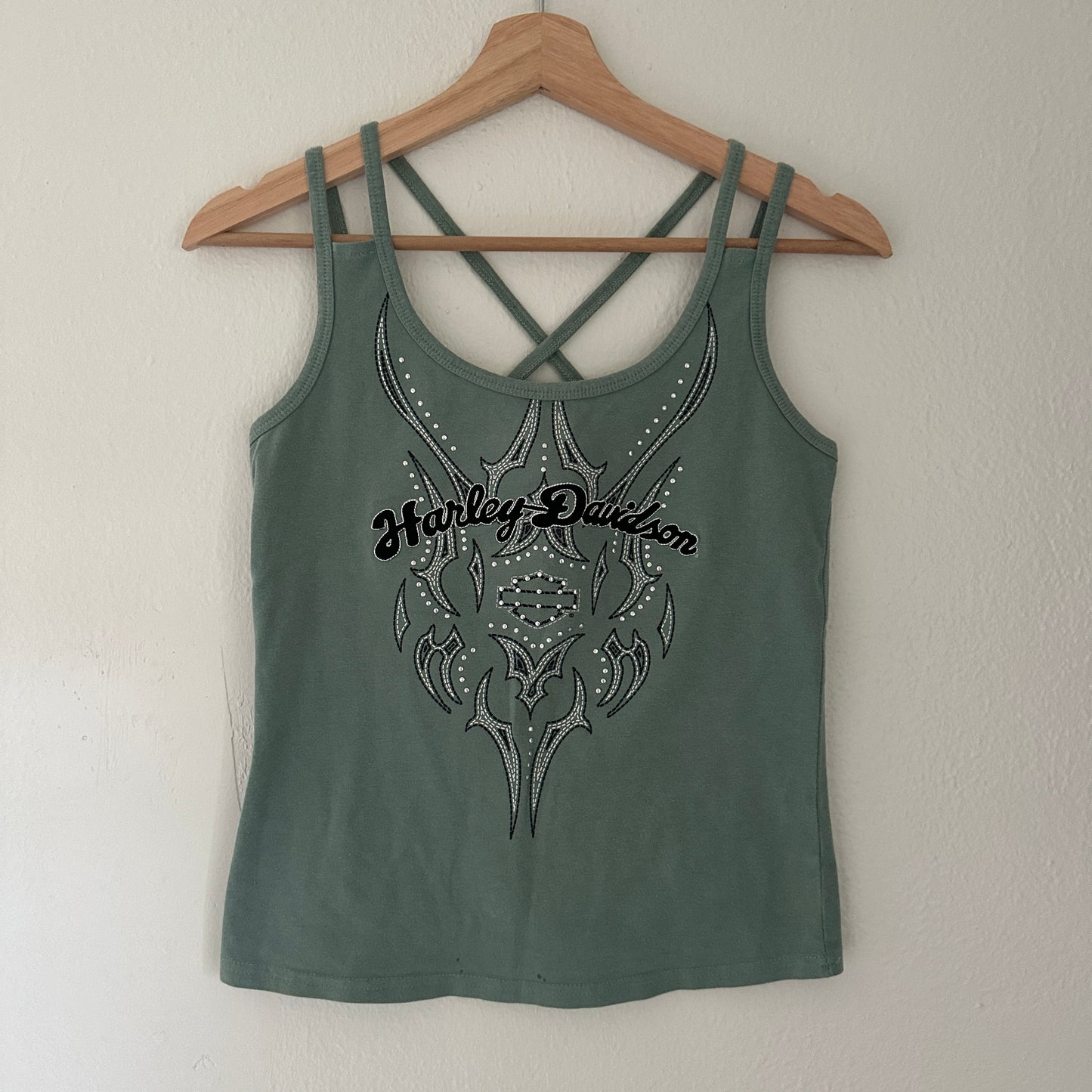 Y2K Women’s Harley Tank Top Cross Laced Size S