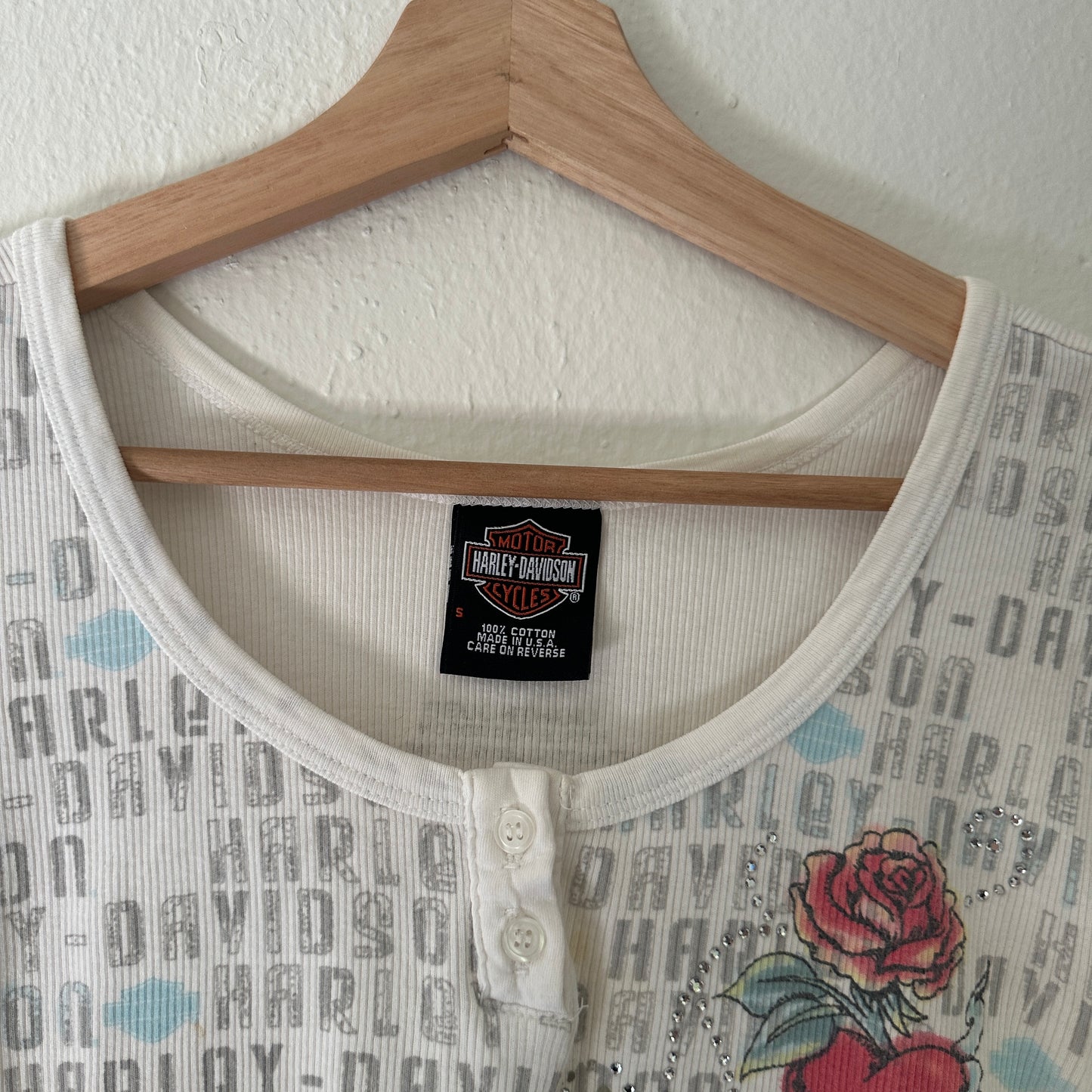 Y2K Women’s Harley Flower Heart Button Top Size S
