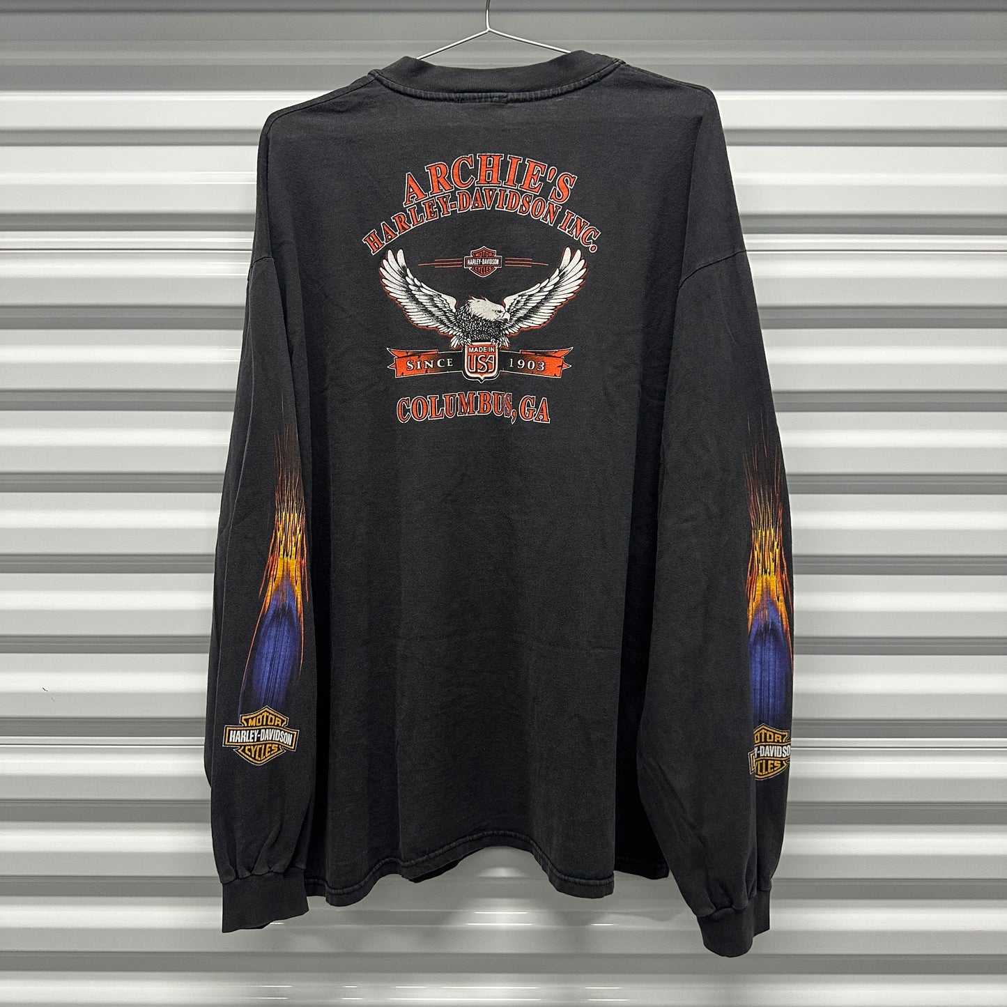 Harley Double Flame Eagle Longsleeve T Shirt Size XXL