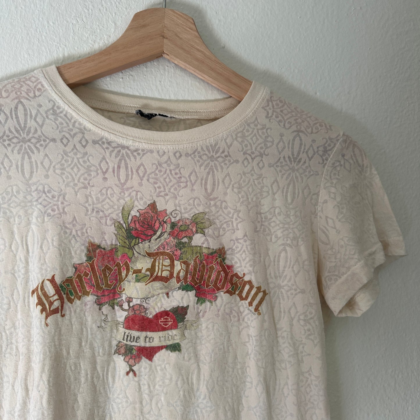 Y2K Women’s Harley Mesh Flower Heart Tee Size S