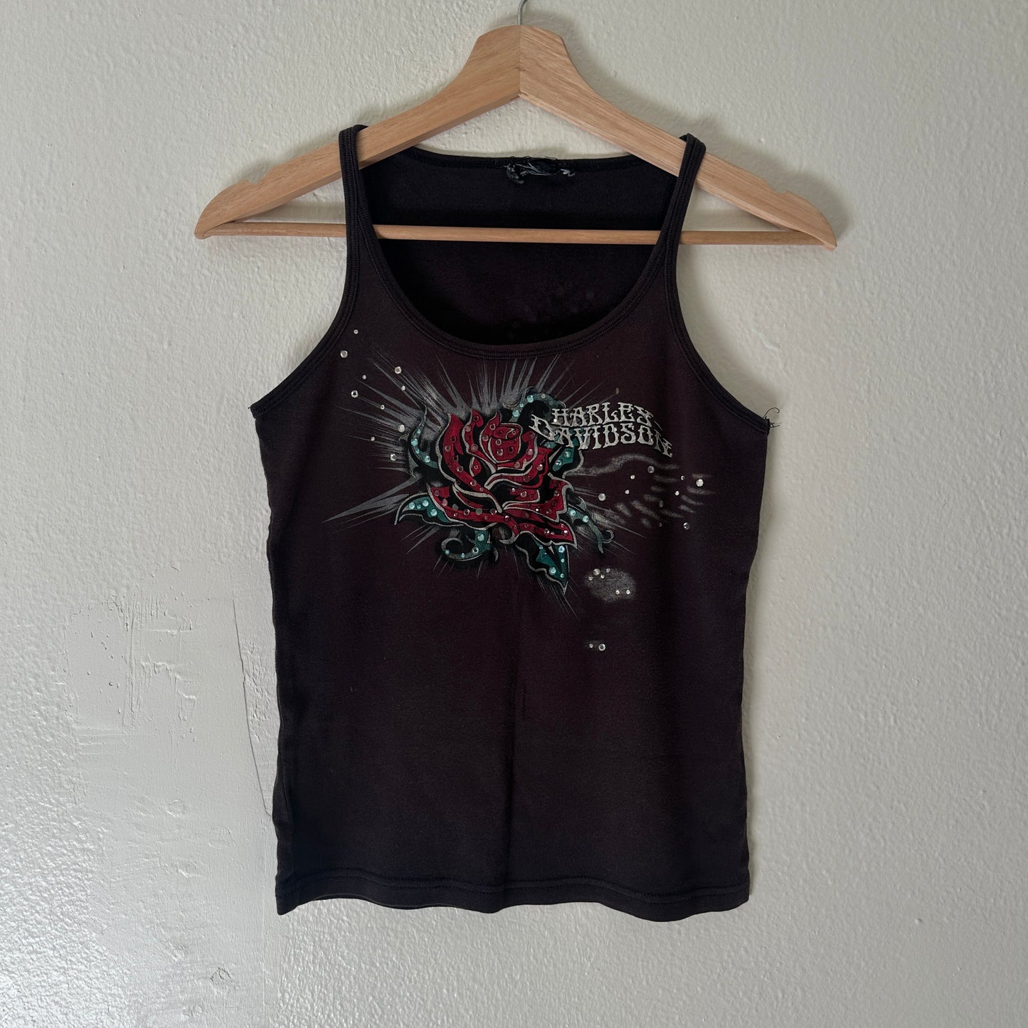 Y2K Women’s Harley Bedazzle Rose Tank Top Size S