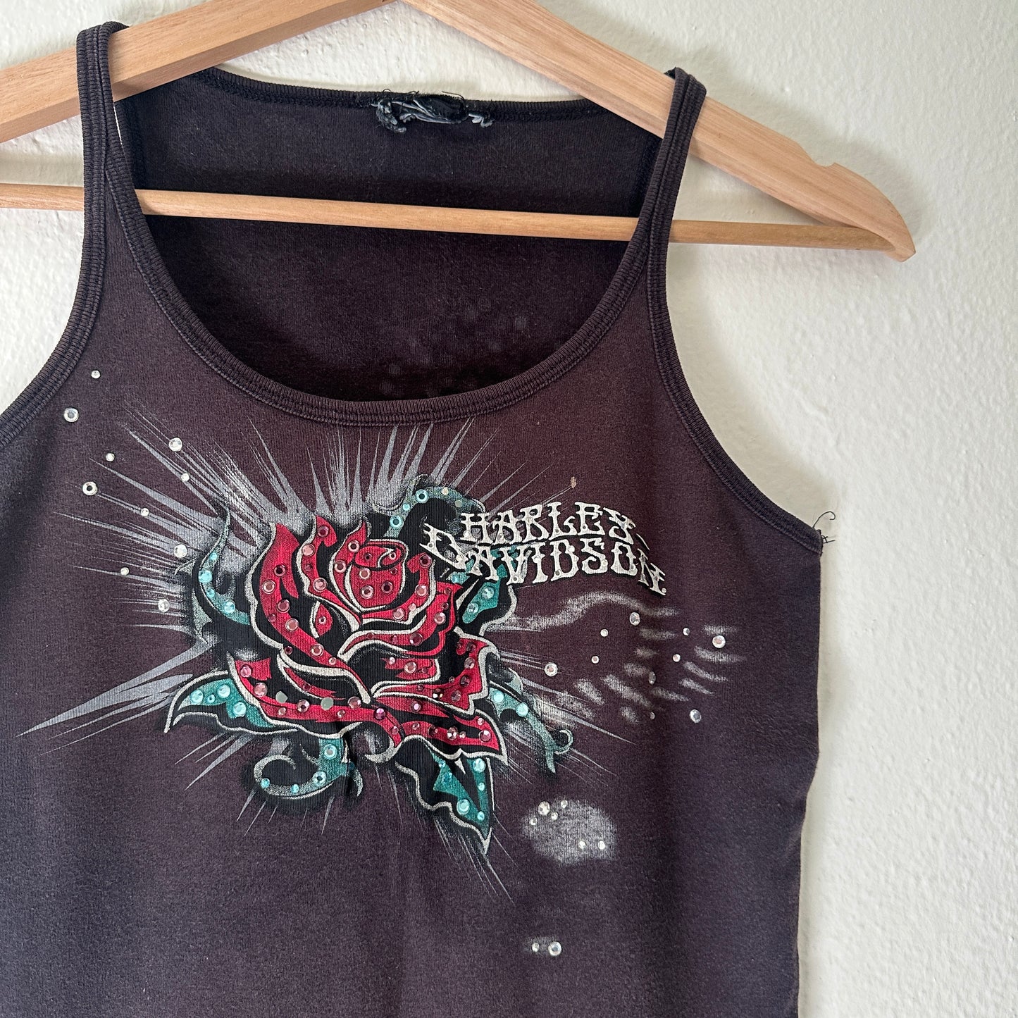 Y2K Women’s Harley Bedazzle Rose Tank Top Size S