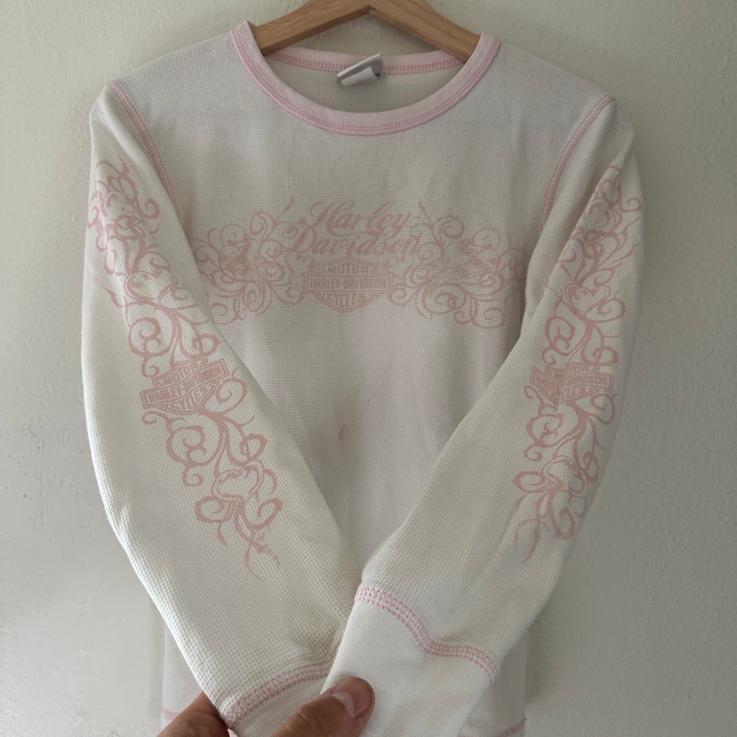 Y2K Women’s Harley Pink & White Longsleeve Shirt Size M