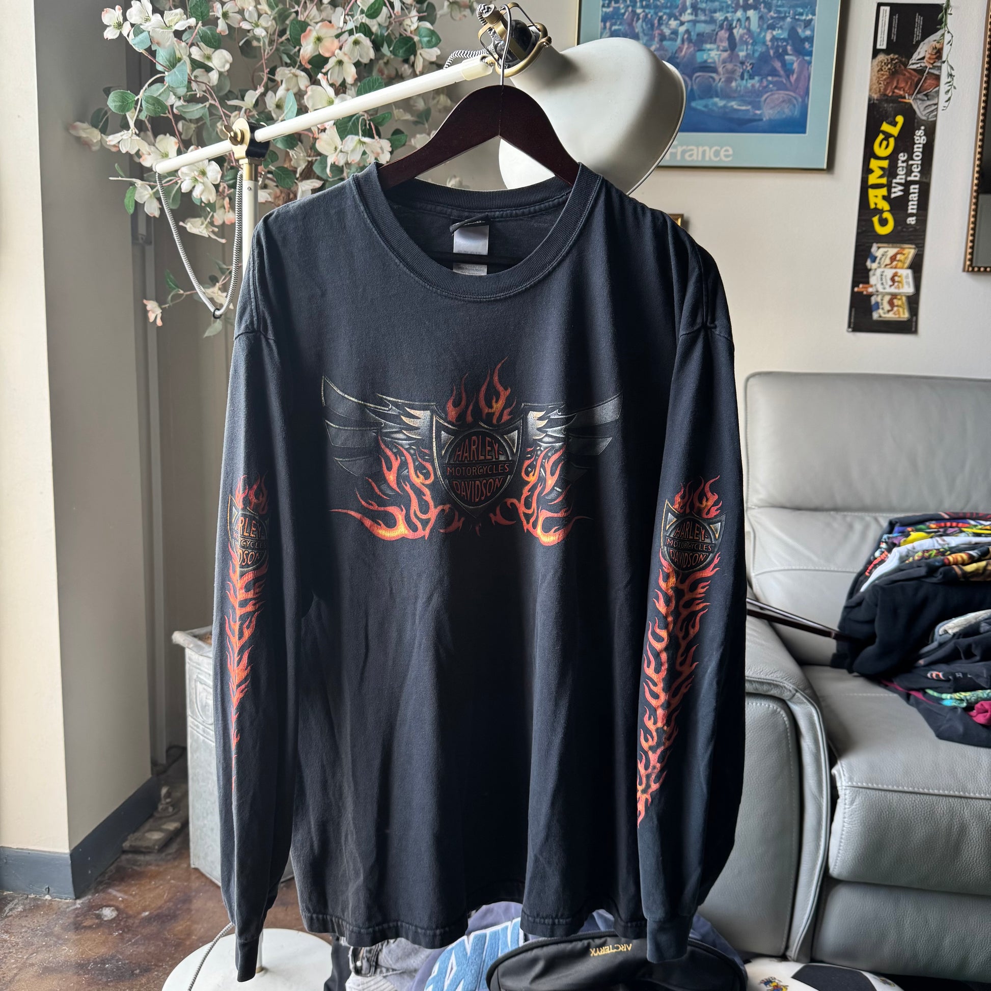 90’s Harley Davidson Flame Emblem Longsleeve Tee Size XL