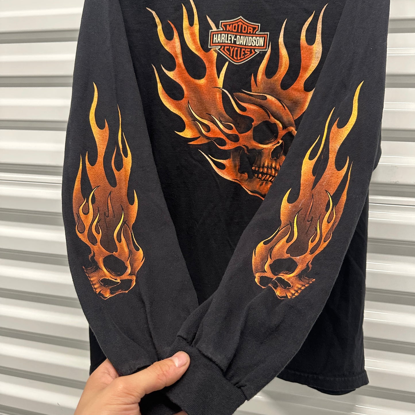 Harley Flaming Skull Longsleeve Shirt Size XL