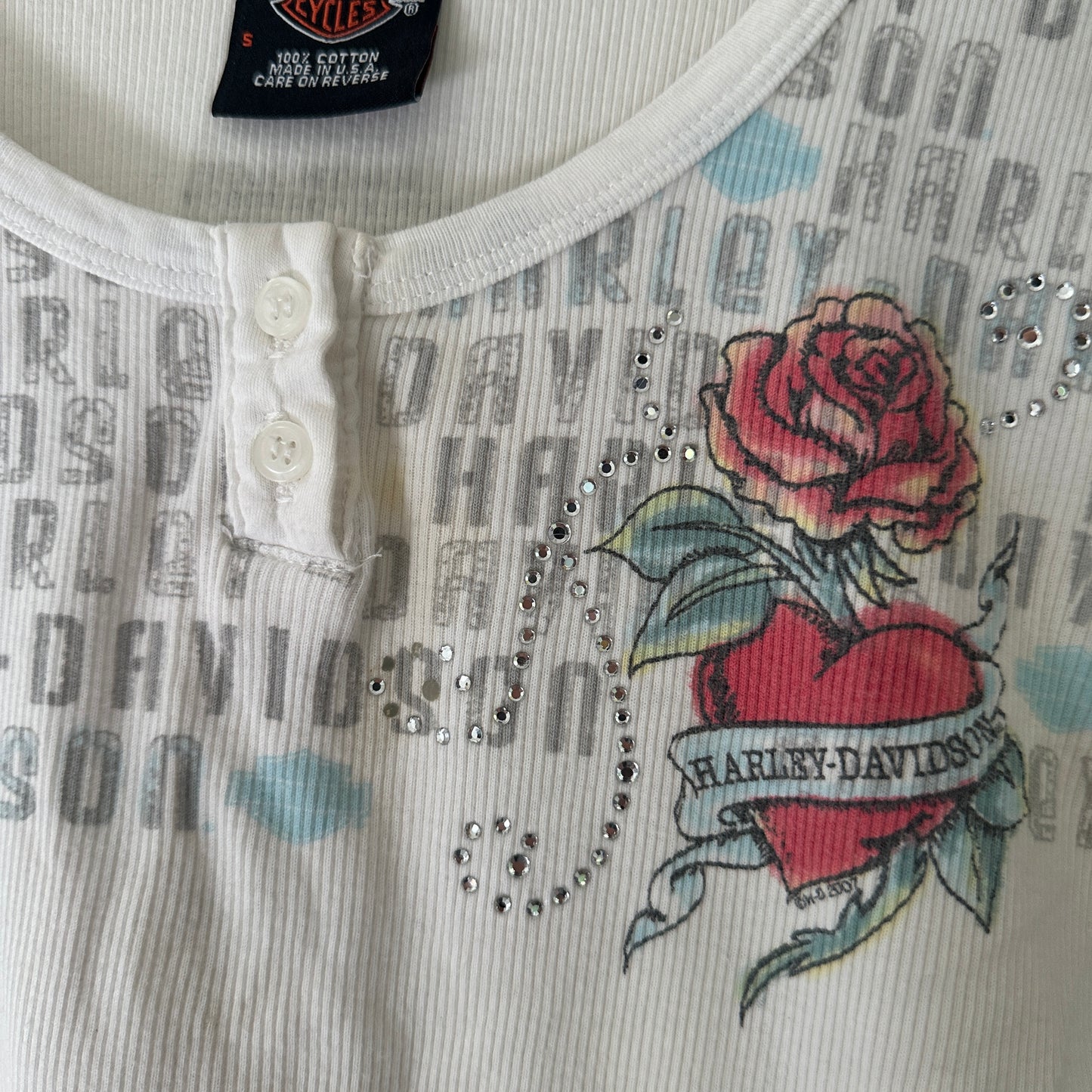 Y2K Women’s Harley Flower Heart Button Top Size S