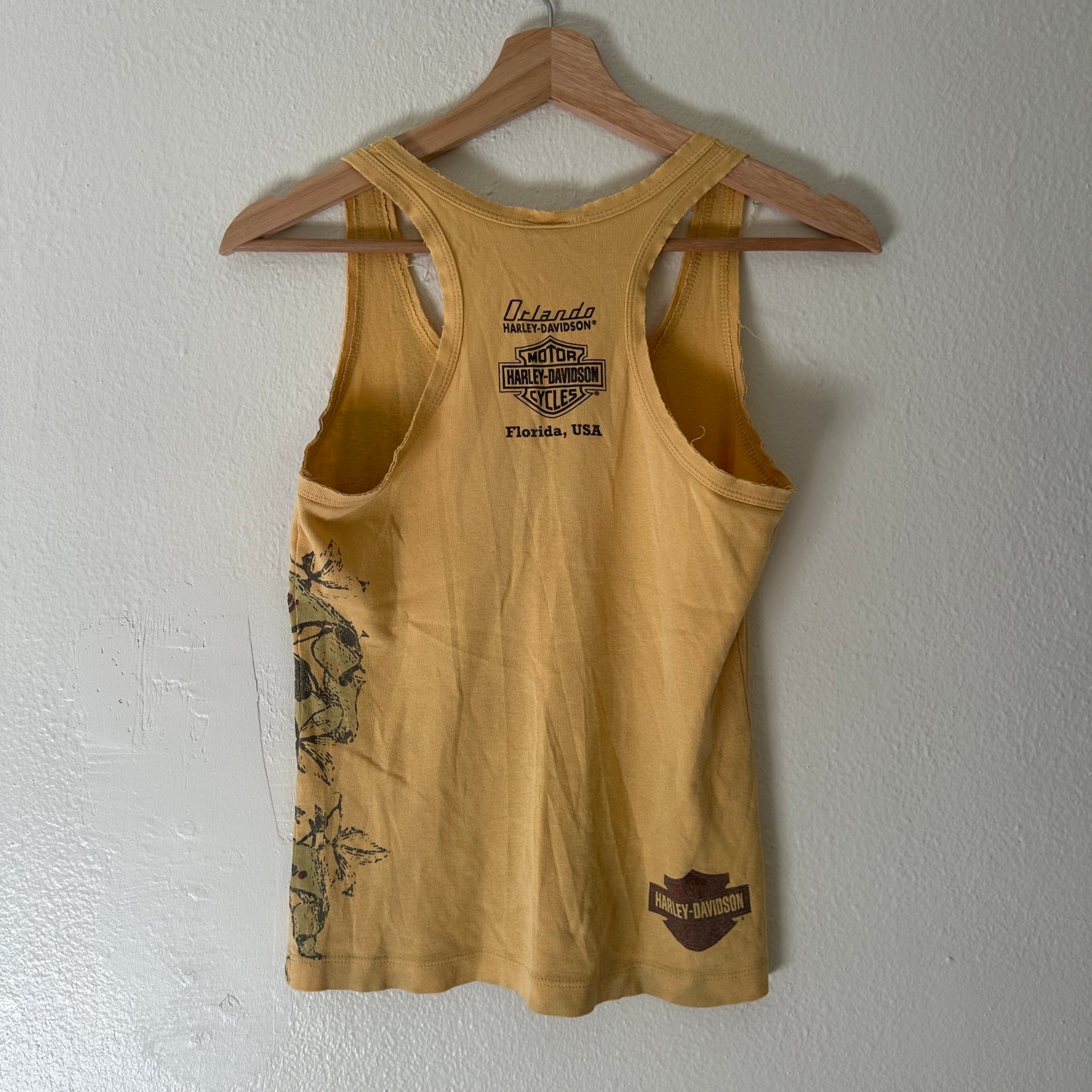 Y2K Women’s Harley Yellow Flowery Tank Top Size S