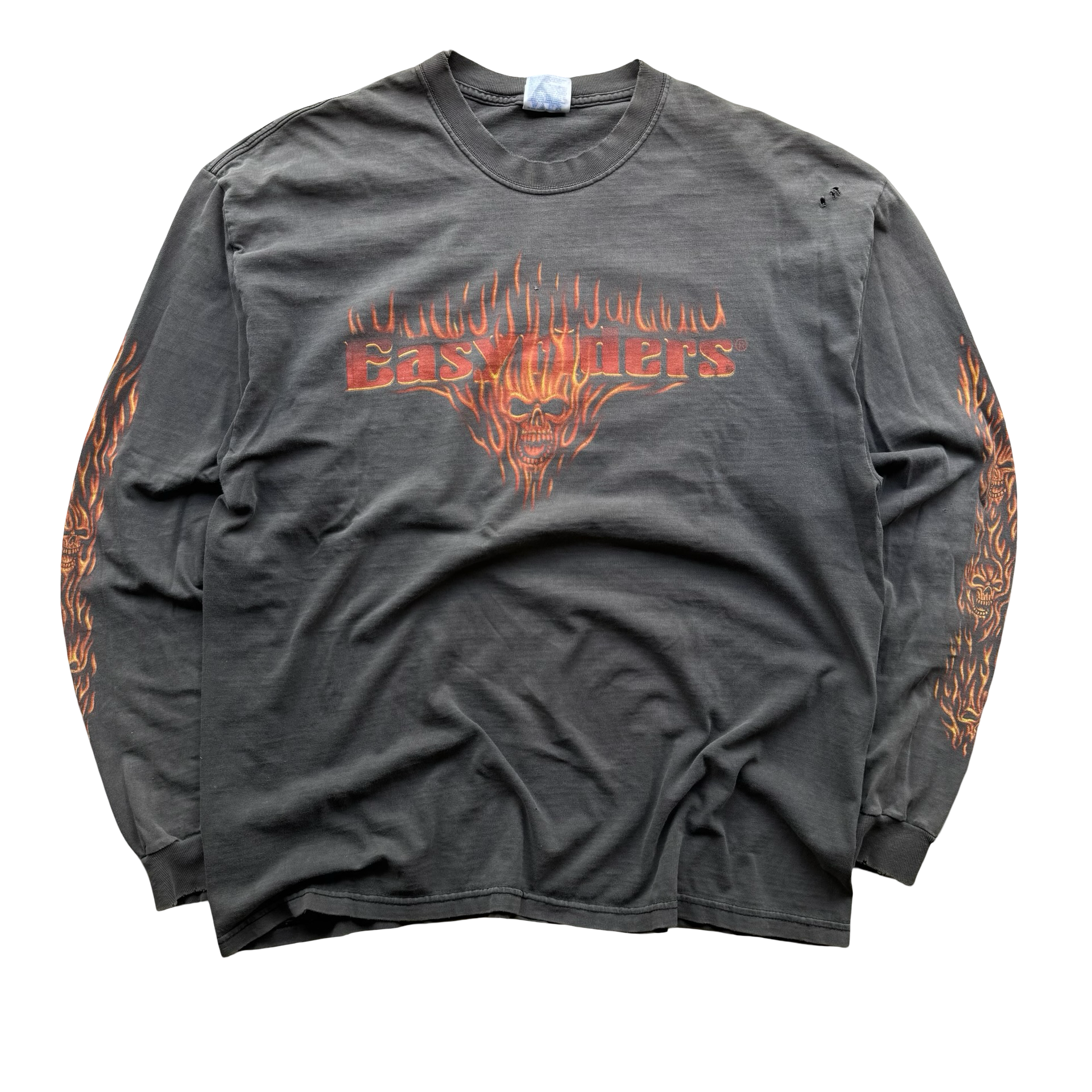 90’s Easyriders Flame Skull Sun Faded Longsleeve Tee Size XL