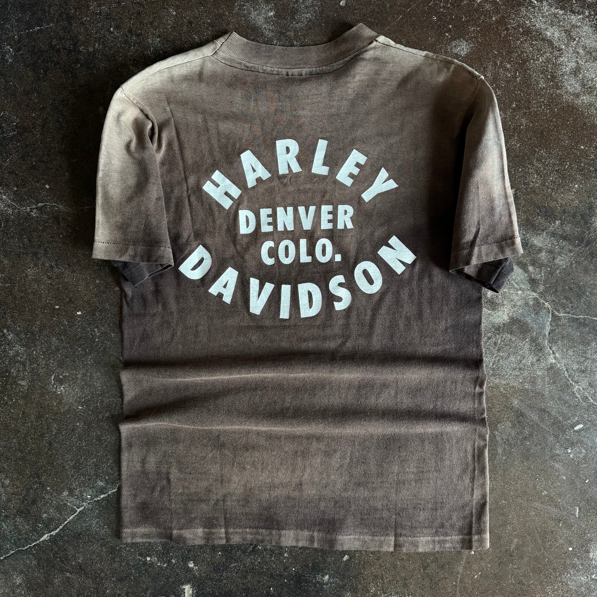 80’s Harley Bat Skull Denver CO Sun Faded Tee (S)