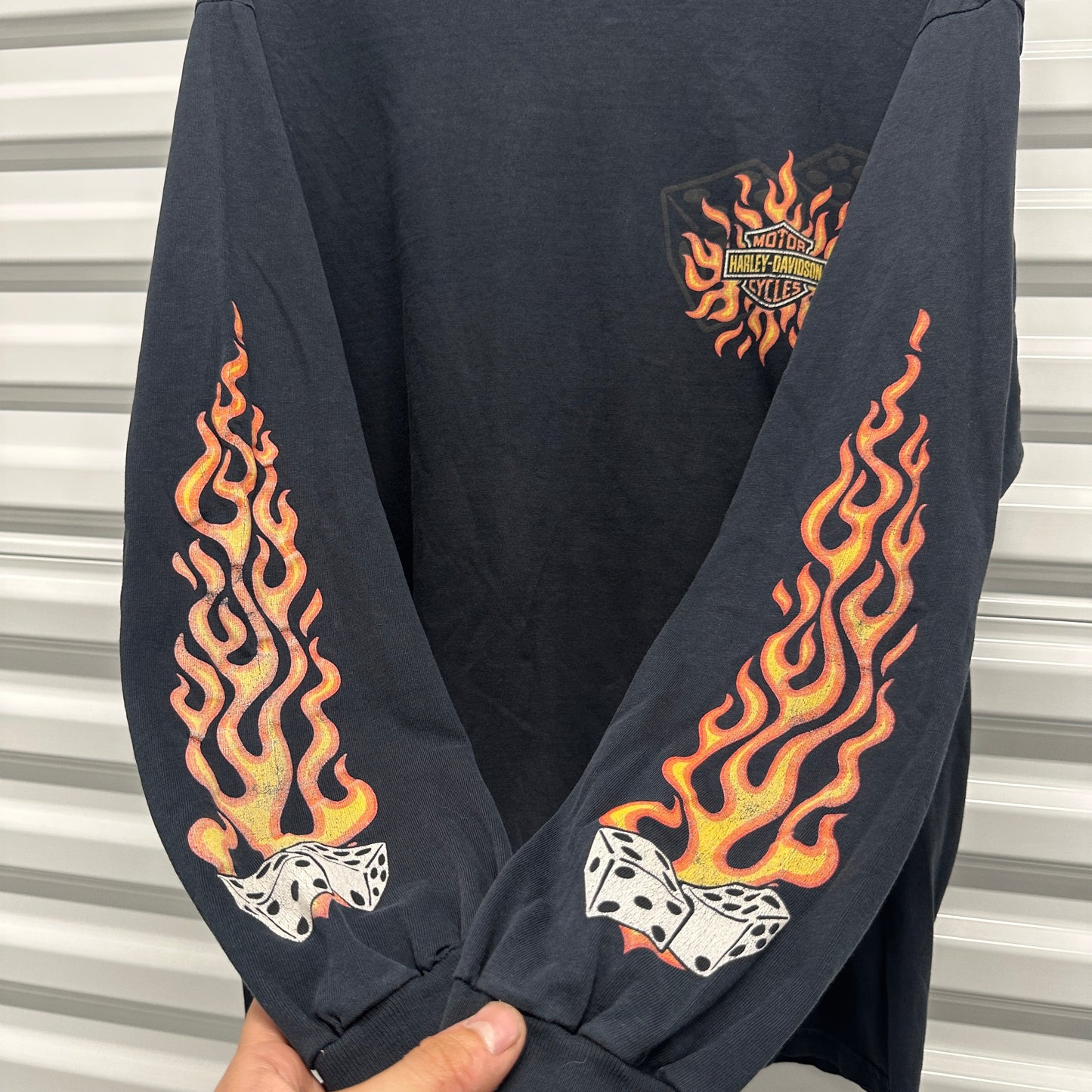 Harley Flaming Dice Longsleeve Shirt Vegas Size L