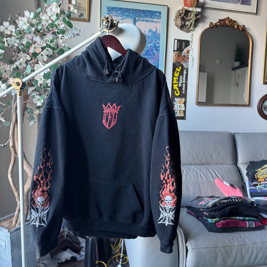 90’s West Coast Choppers Skull Flame Longsleeve Hoodie Size XXL
