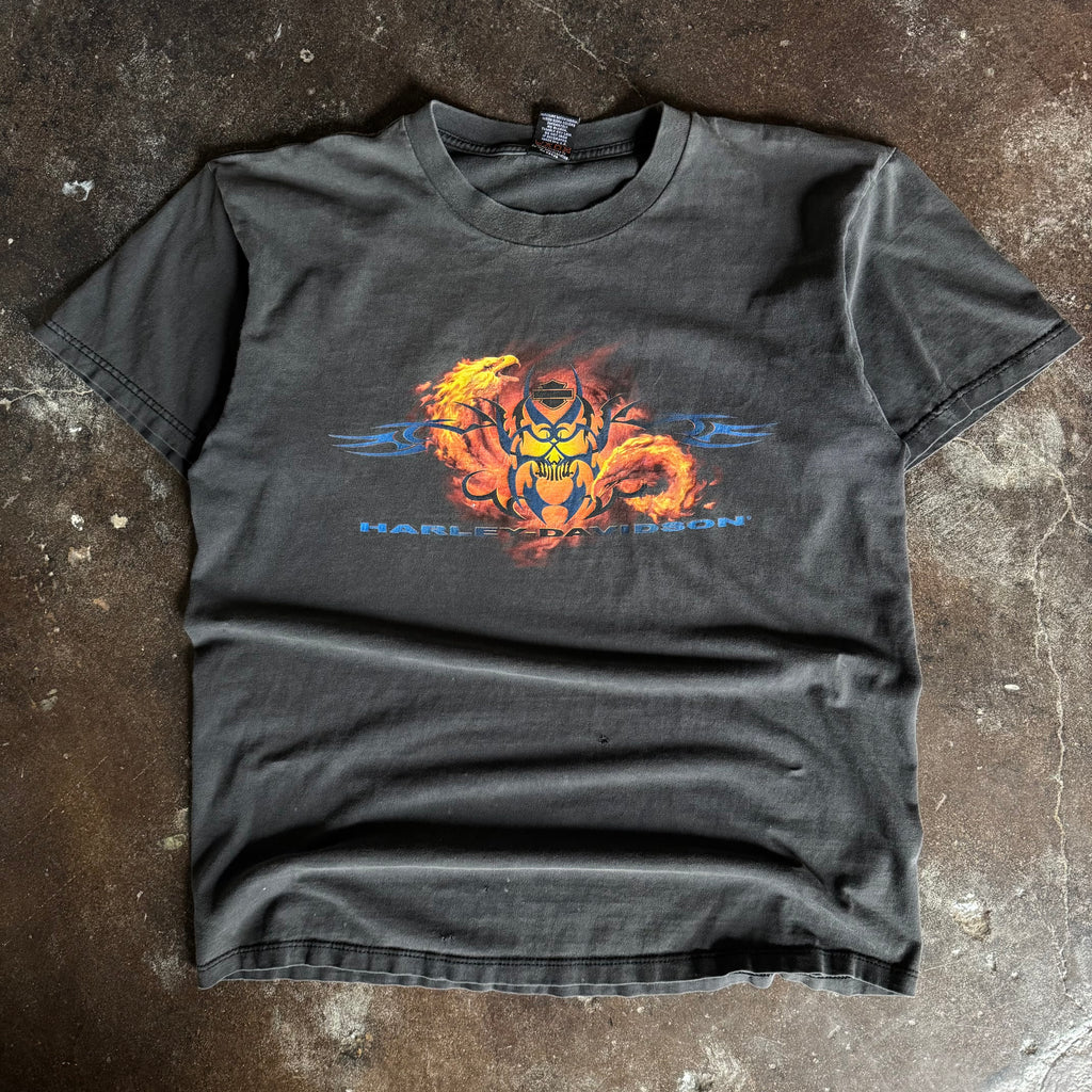 Y2K Harley Tribal Flames Sun Faded Tee (XL)