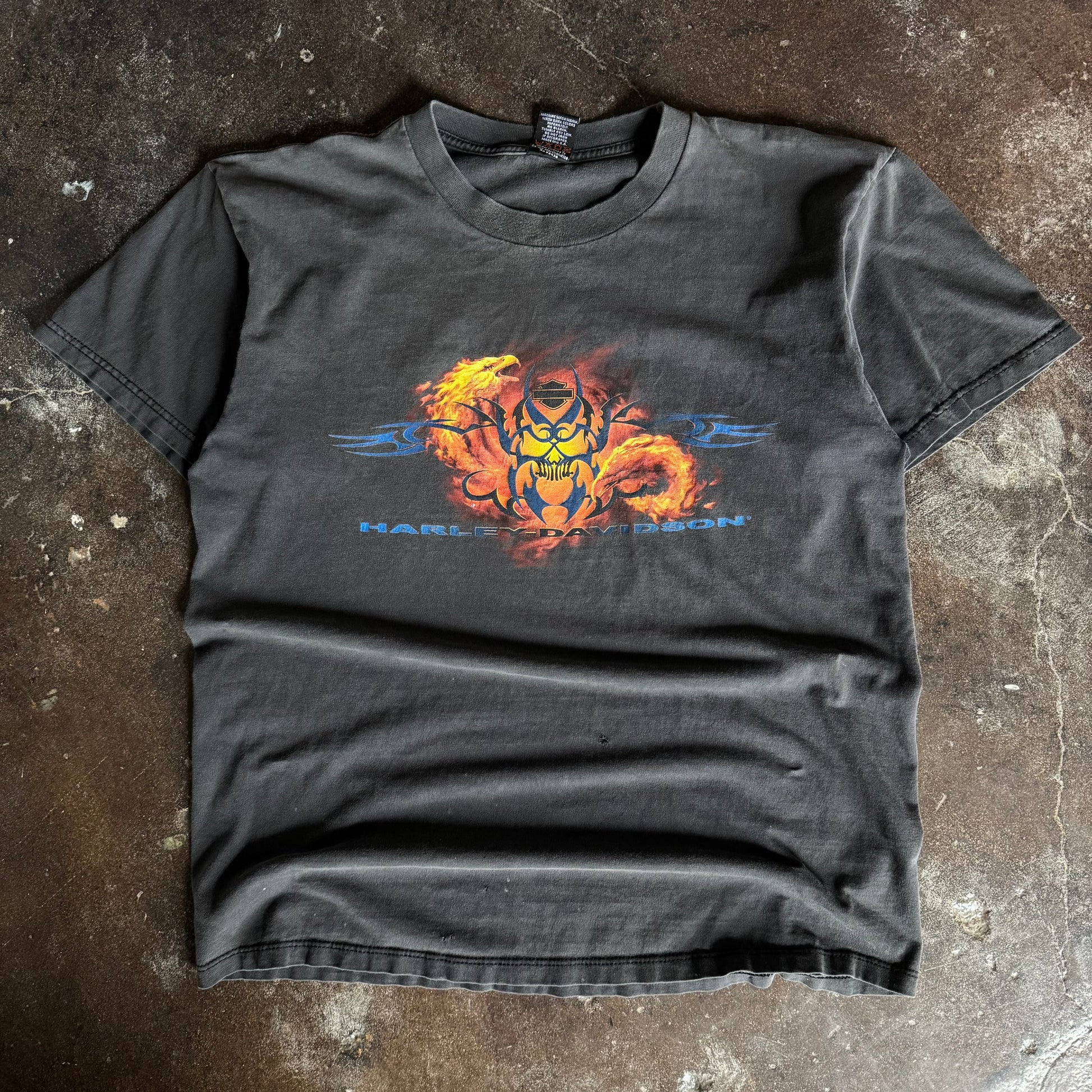 Y2K Harley Tribal Flames Sun Faded Tee (XL)