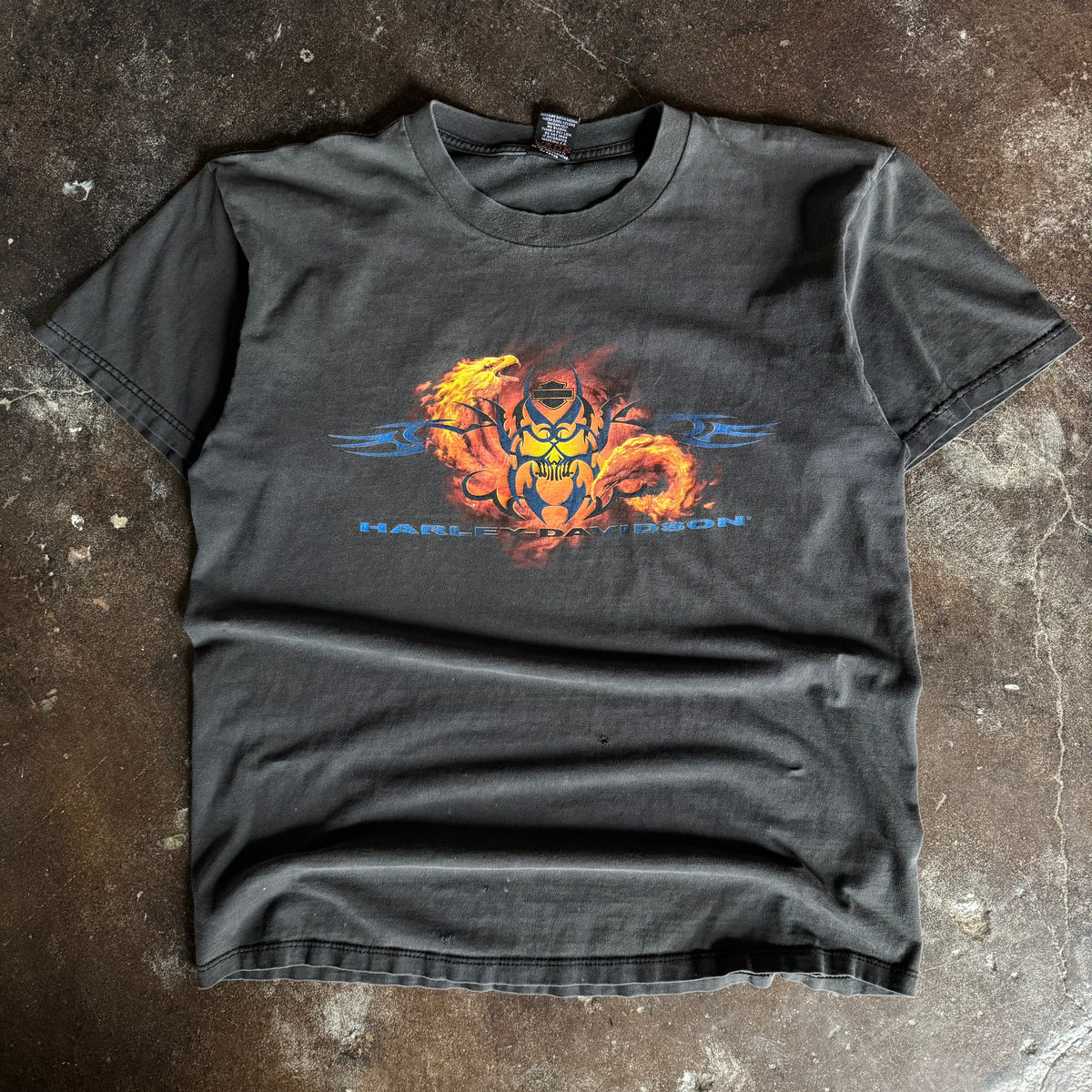 Y2K Harley Tribal Flames Sun Faded Tee (XL)