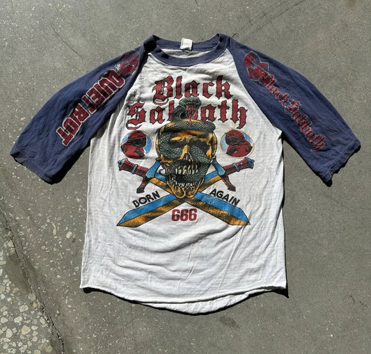 80s Black Sabbath Quiet Riot Band Tour Raglan Tee (Minimal-Wear)