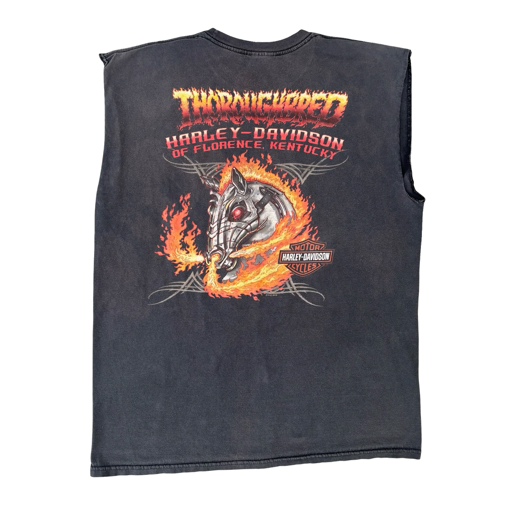 Y2K Harley MILF Thoroughbred Flame Tank Top Tee Size XL