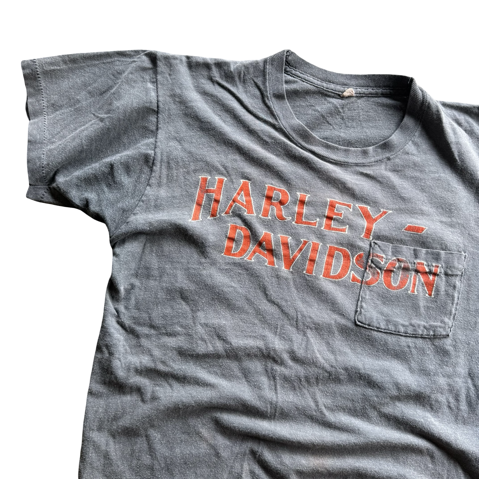 70’a Harley Keystone Spellout Sun Faded Pocket Tee Size L