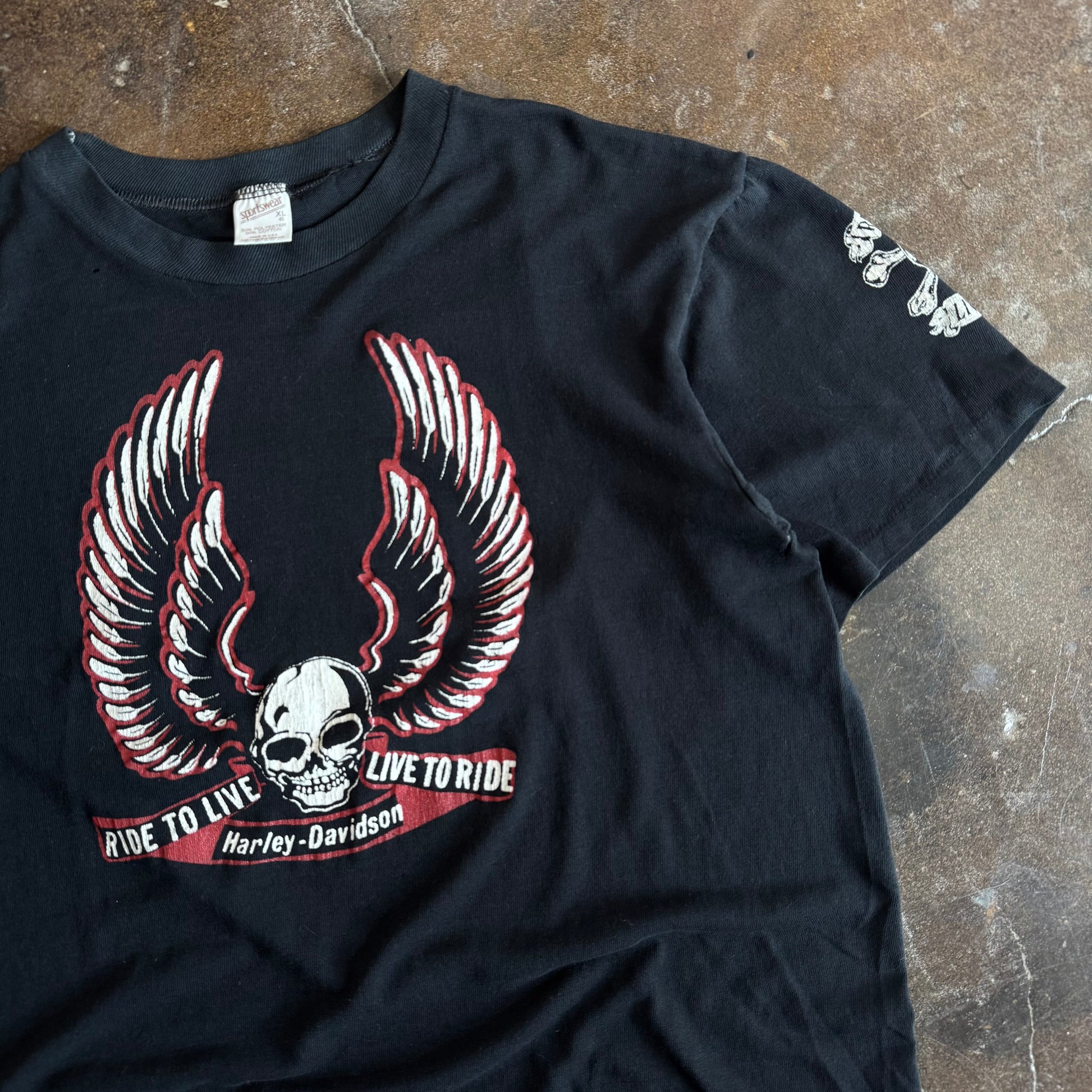 80’s Harley Wing Skull Ride to Live Tee (L)
