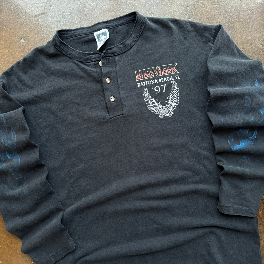 90’s Bike Week Flame Long-Sleeve Henley (L)