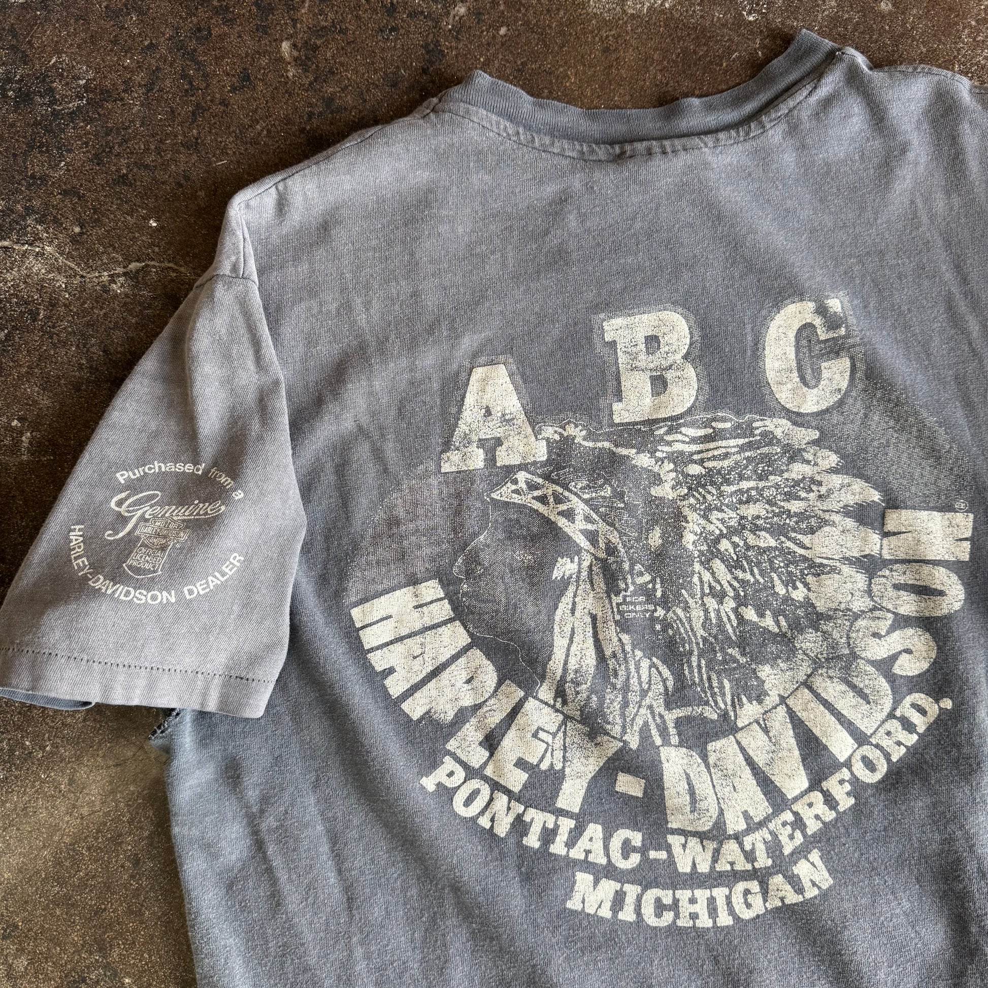 80’s Sun Faded HD Wings ABC Harley Tee (XL)