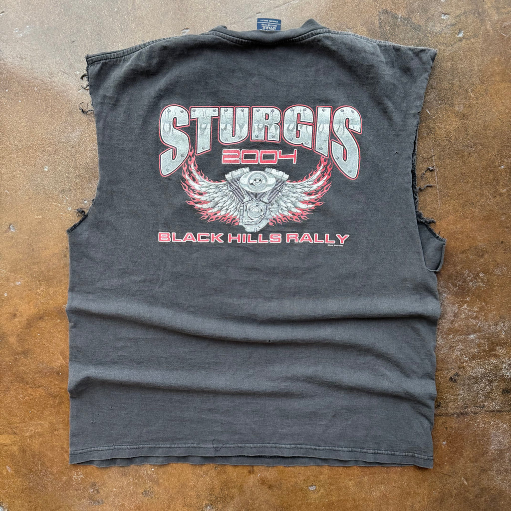 Y2K Sturgis Flaming Skull Cutoff (L)