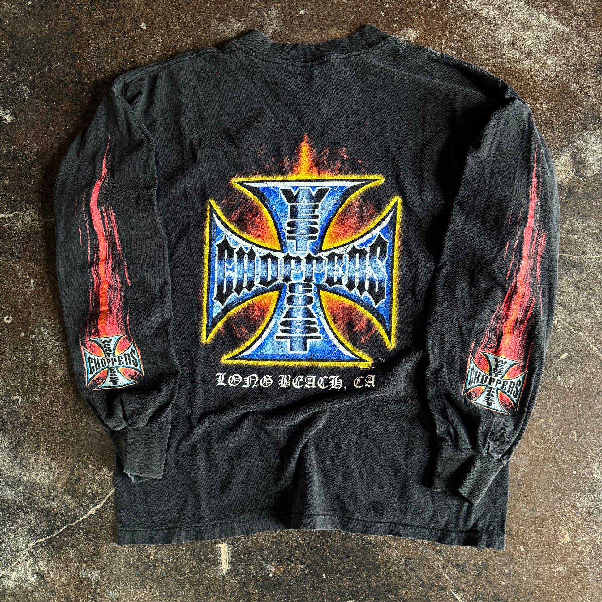 Y2K West Coast Choppers Flaming Emblem Longsleeve (L)