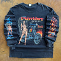 Black long-sleeve t-shirt with red and white Heaven and Hell Easyriders graphic on chest