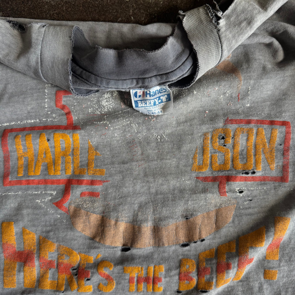 80’s Harley “Here’s the Beef” Thrashed & Faded Tee (L)