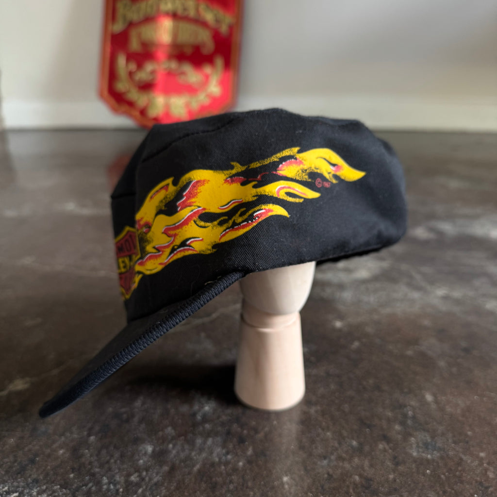 Back view of vintage Harley-Davidson flame painters cap