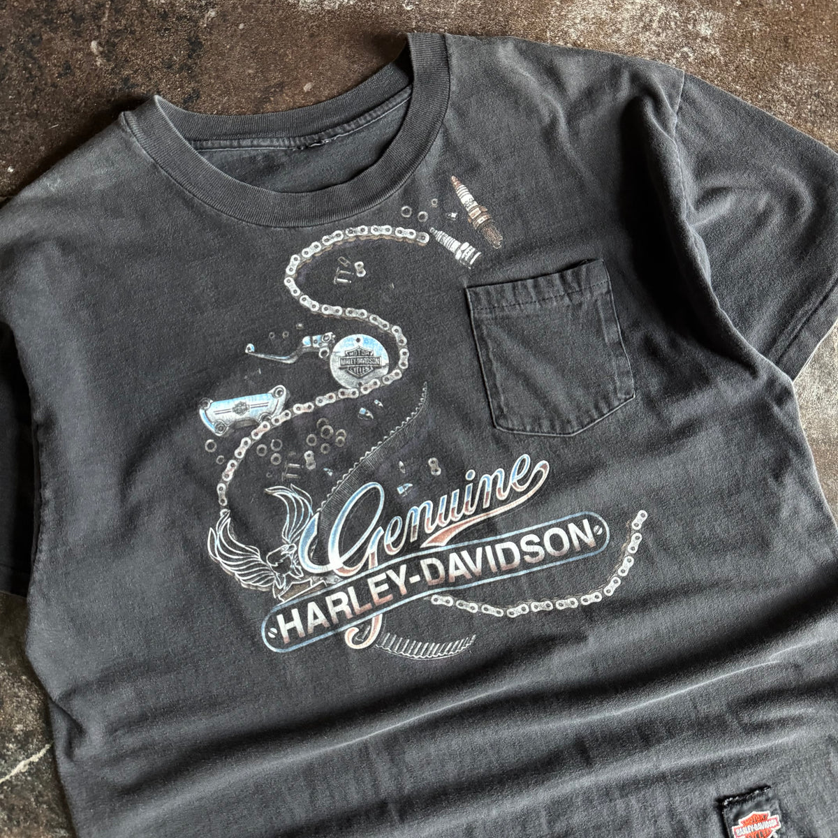 90’s Harley Snake Chain Pocket Tee (XL)