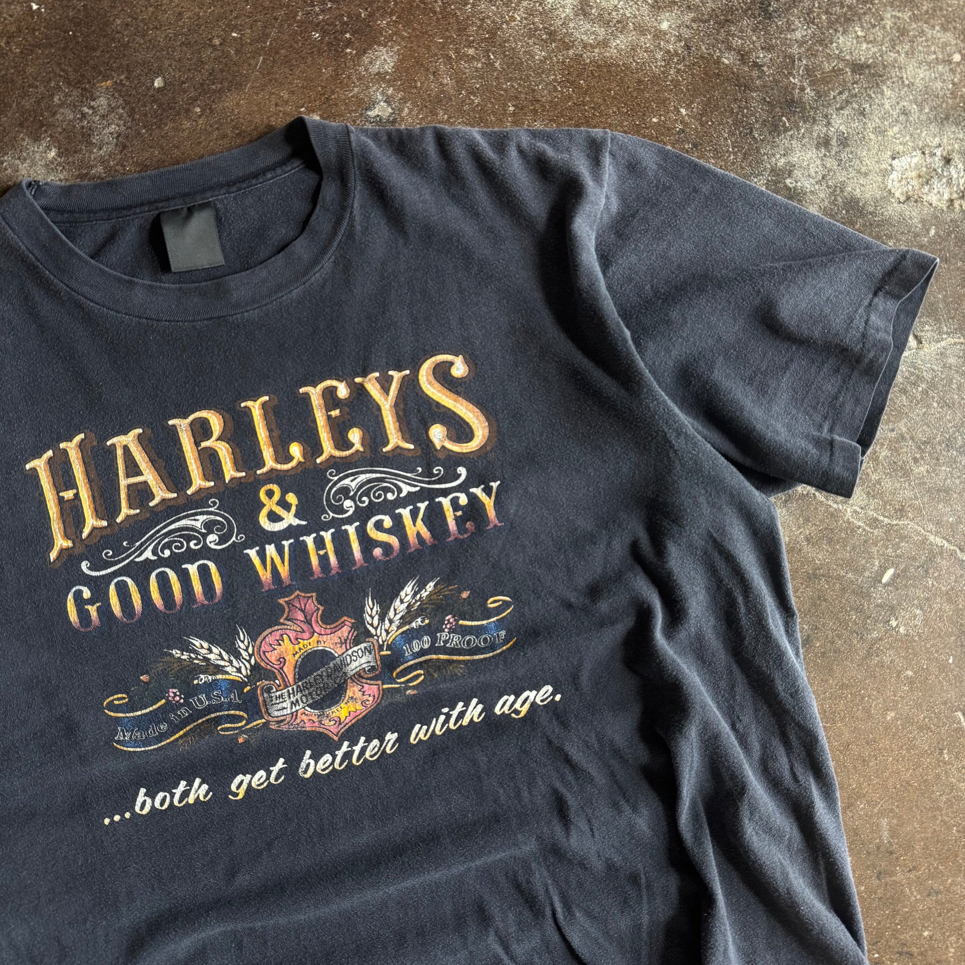 80’s Harley’s & Good Whiskey 3D Emblem Tee (XL)