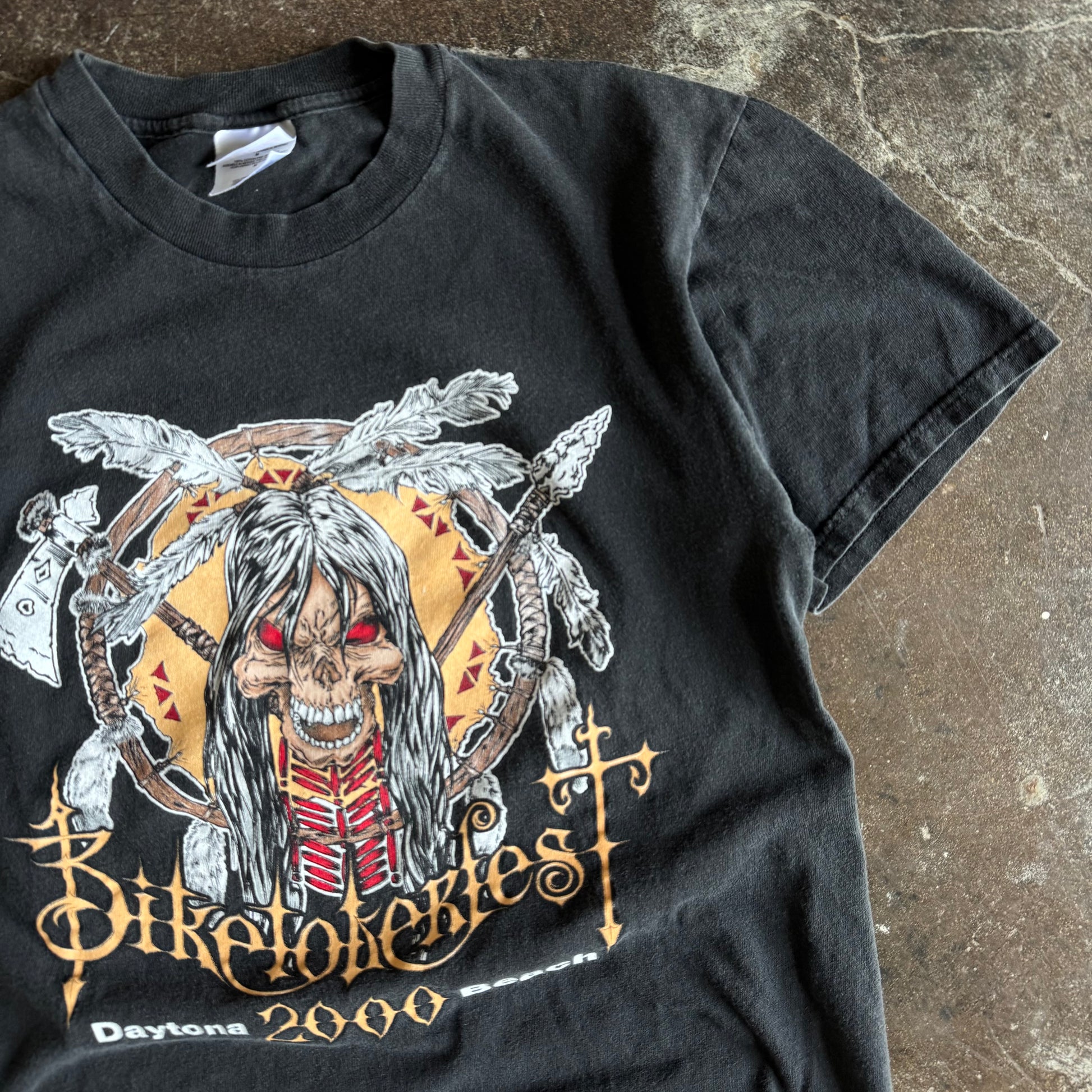 Y2K Biketoberfest Tribal Skull Arrowhead Tee (M)