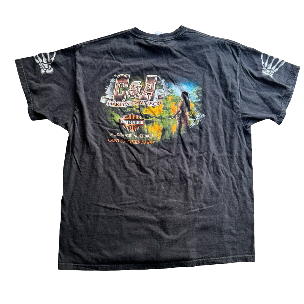 Y2K Harley Poker Skull Sleeve Hit Tee Size XL