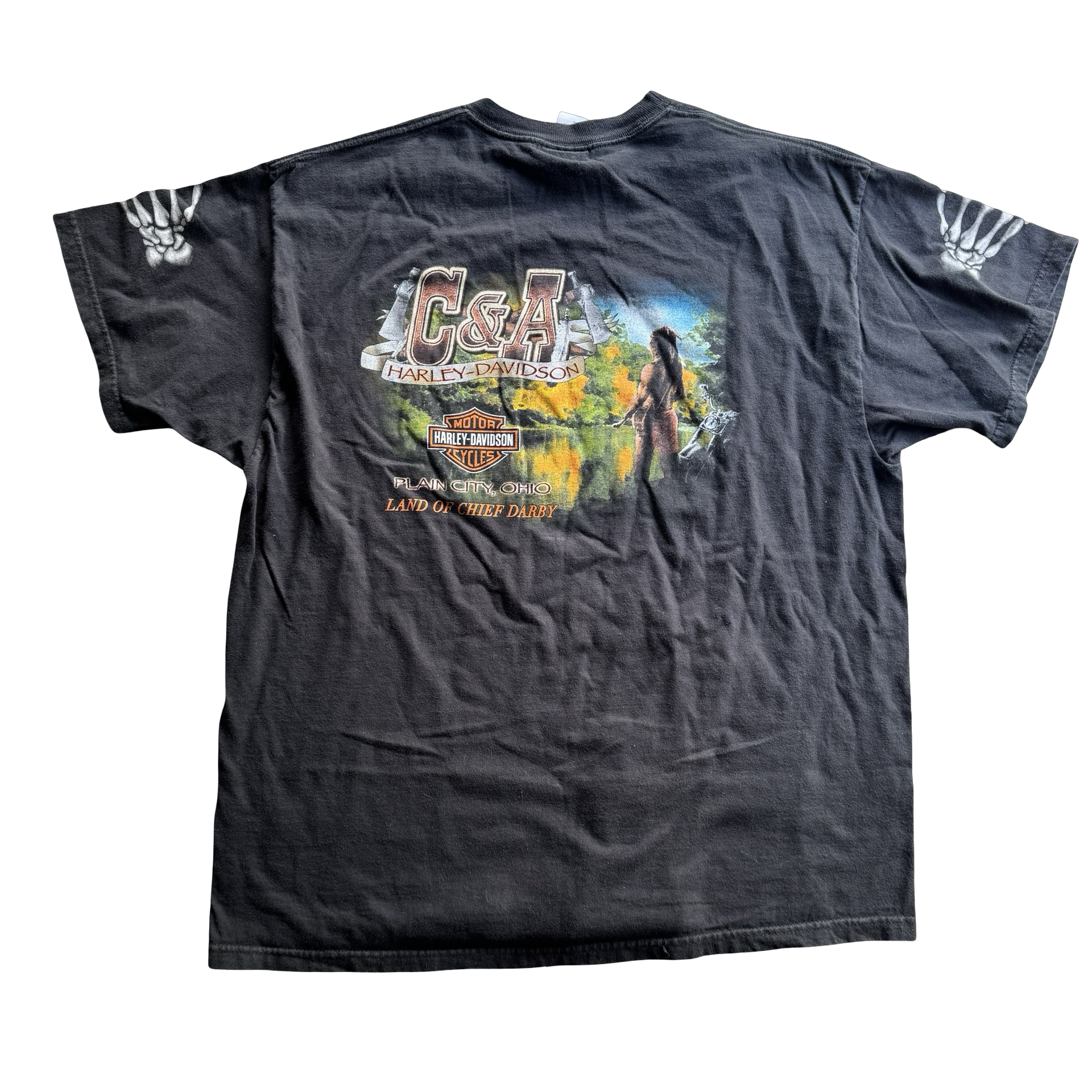 Y2K Harley Poker Skull Sleeve Hit Tee Size XL