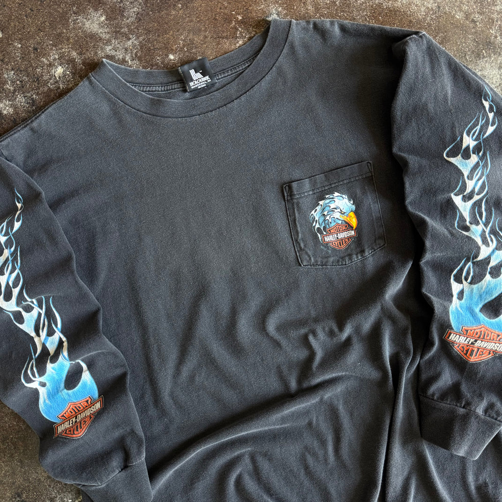 Y2K Harley Blue Eagle Flame Longsleeve (XL)