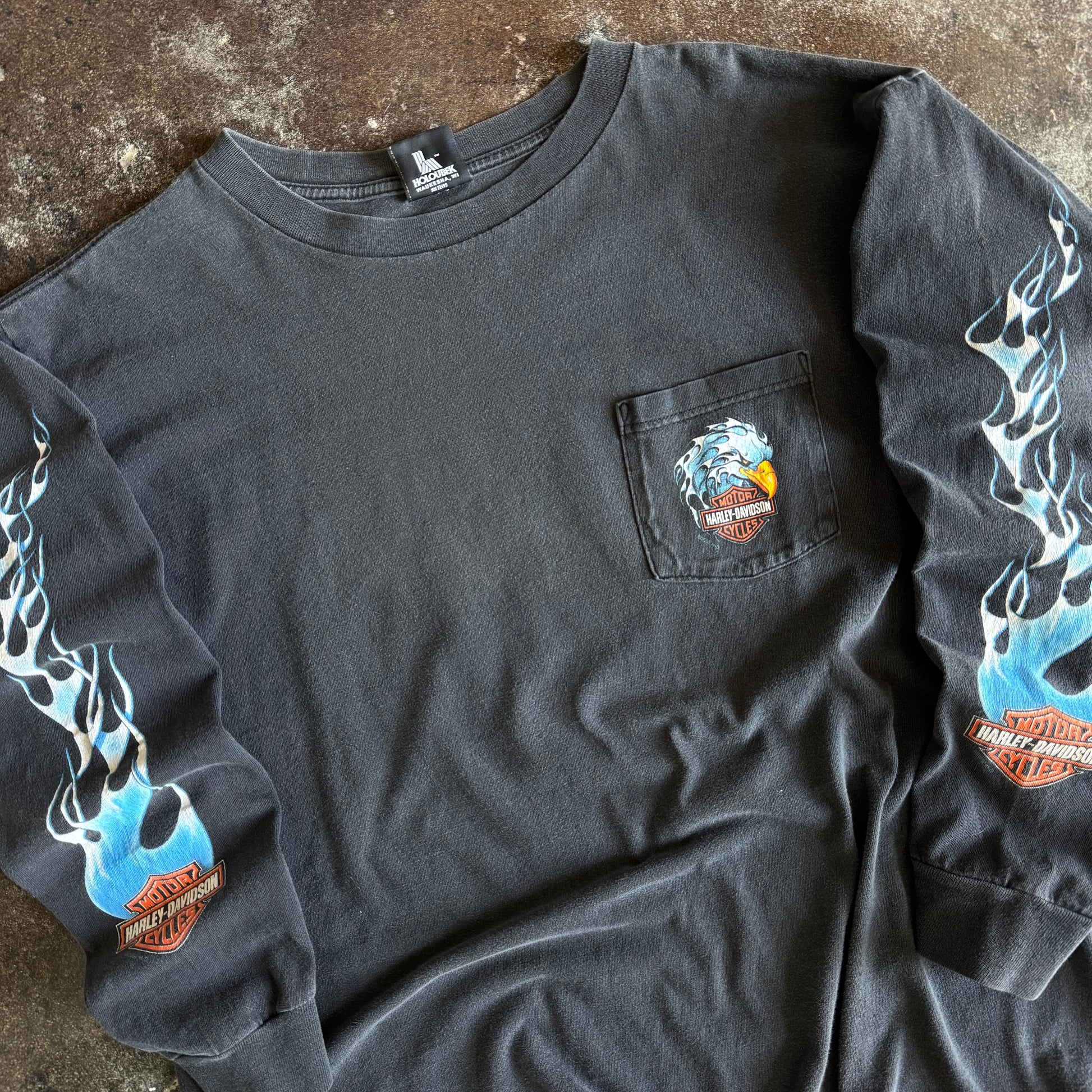 Y2K Harley Blue Eagle Flame Longsleeve (XL)