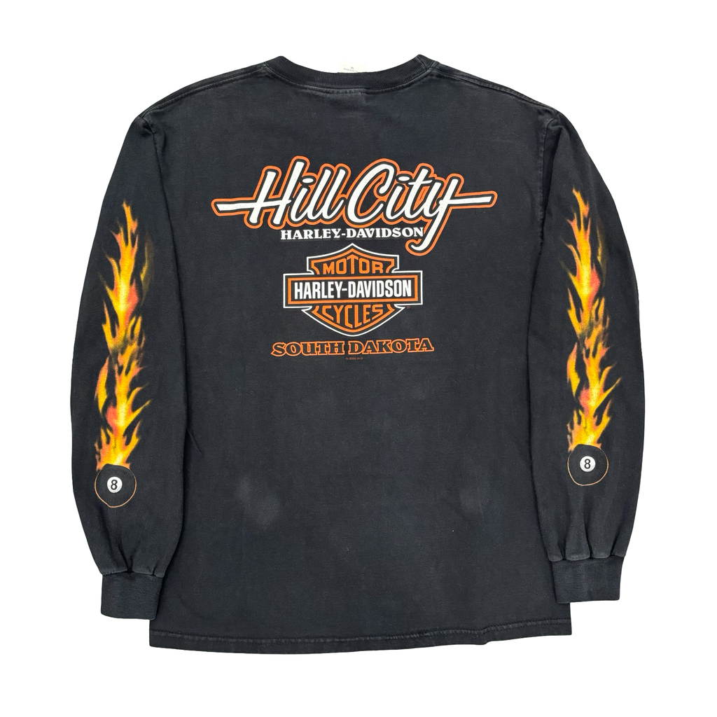 Y2K Harley Pool Ball Flaming Longsleeve Tee Size M