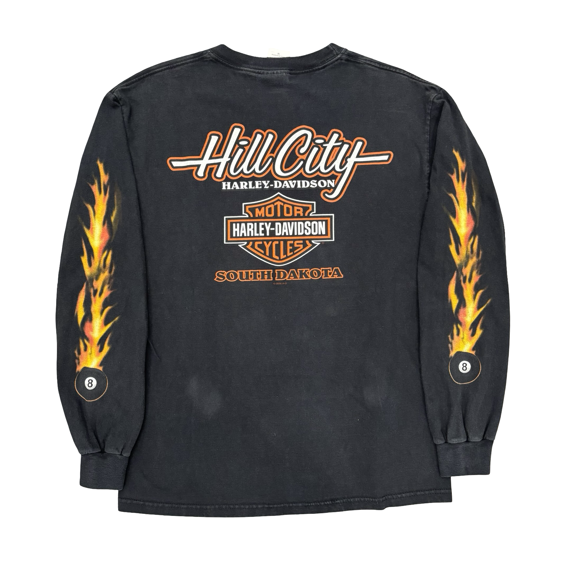 Y2K Harley Pool Ball Flaming Longsleeve Tee Size M