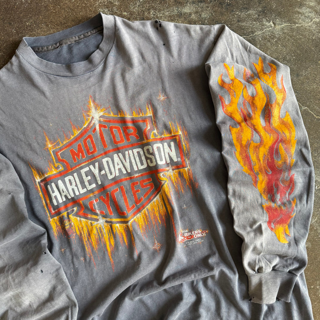80’s Harley Shining Shield Sun Faded Flame Longsleeve (XL)