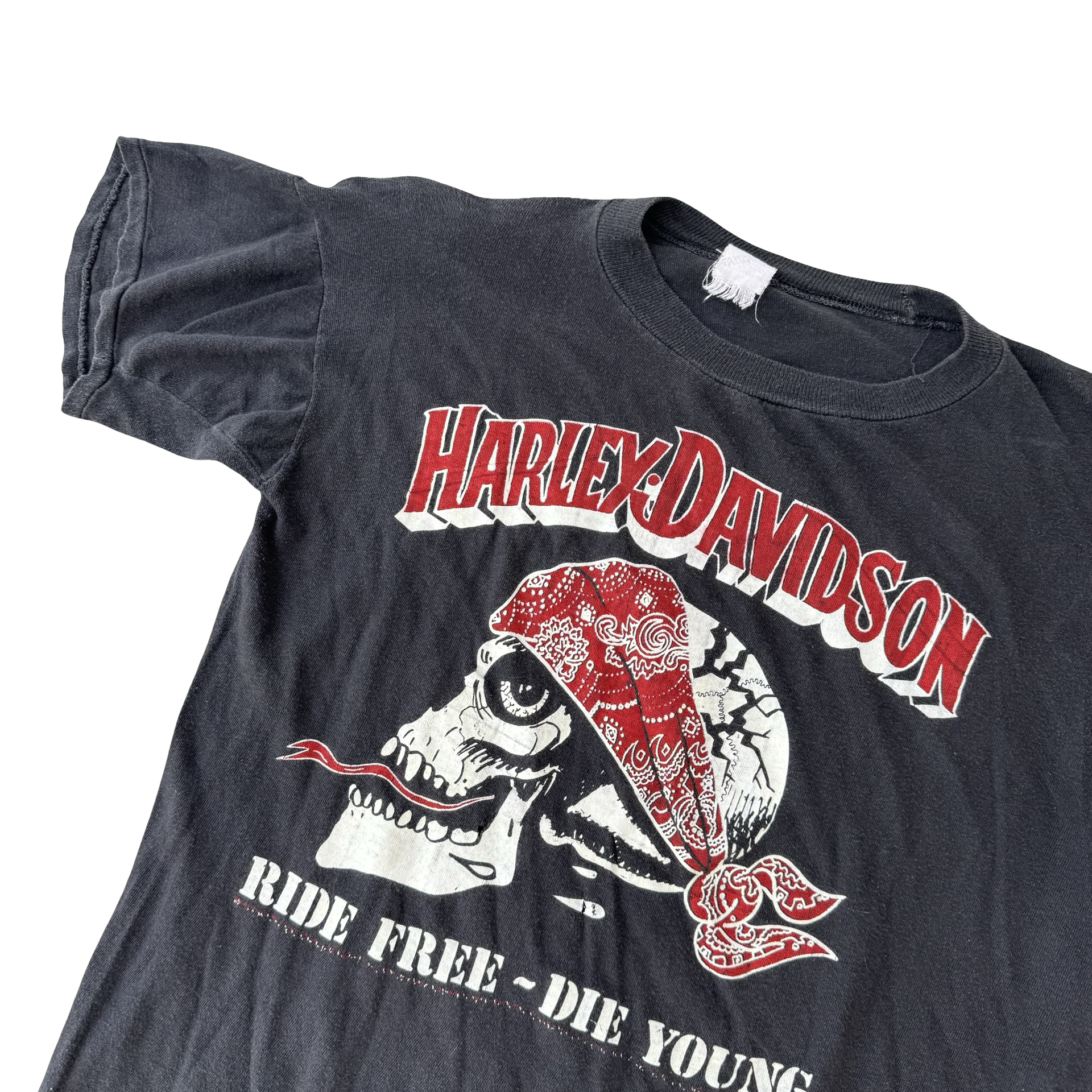 80’s Harley Ride Free Die Young Bandana Skull Tee Size M
