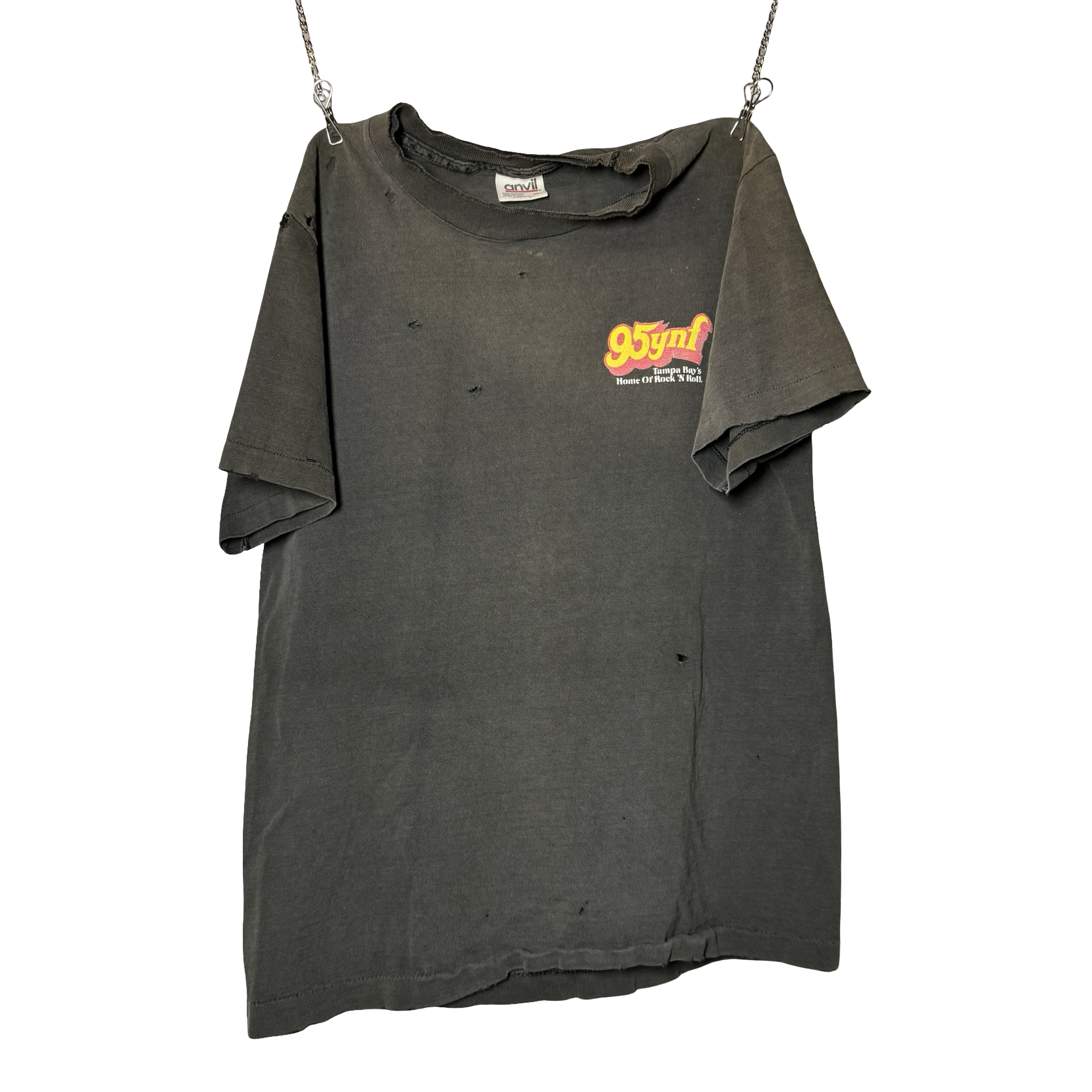 90’s Sun Faded Distressed Skeleton Rock Radio Tee Size M