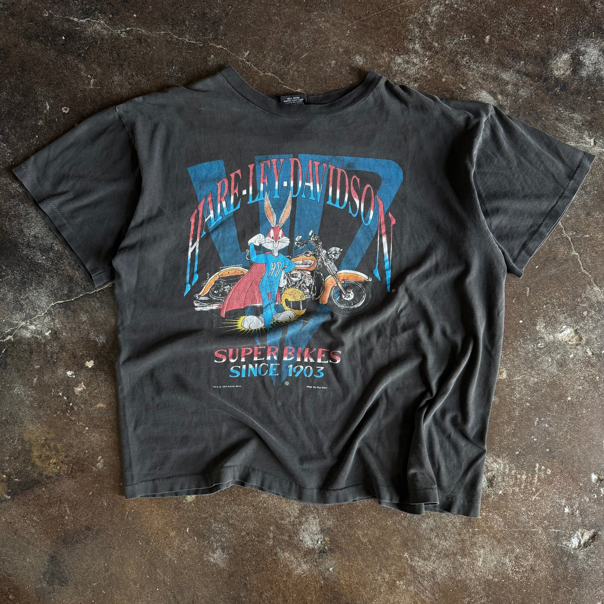 90’s Harley Bugs Bunny Super Bikes Sun Faded Tee (XL)