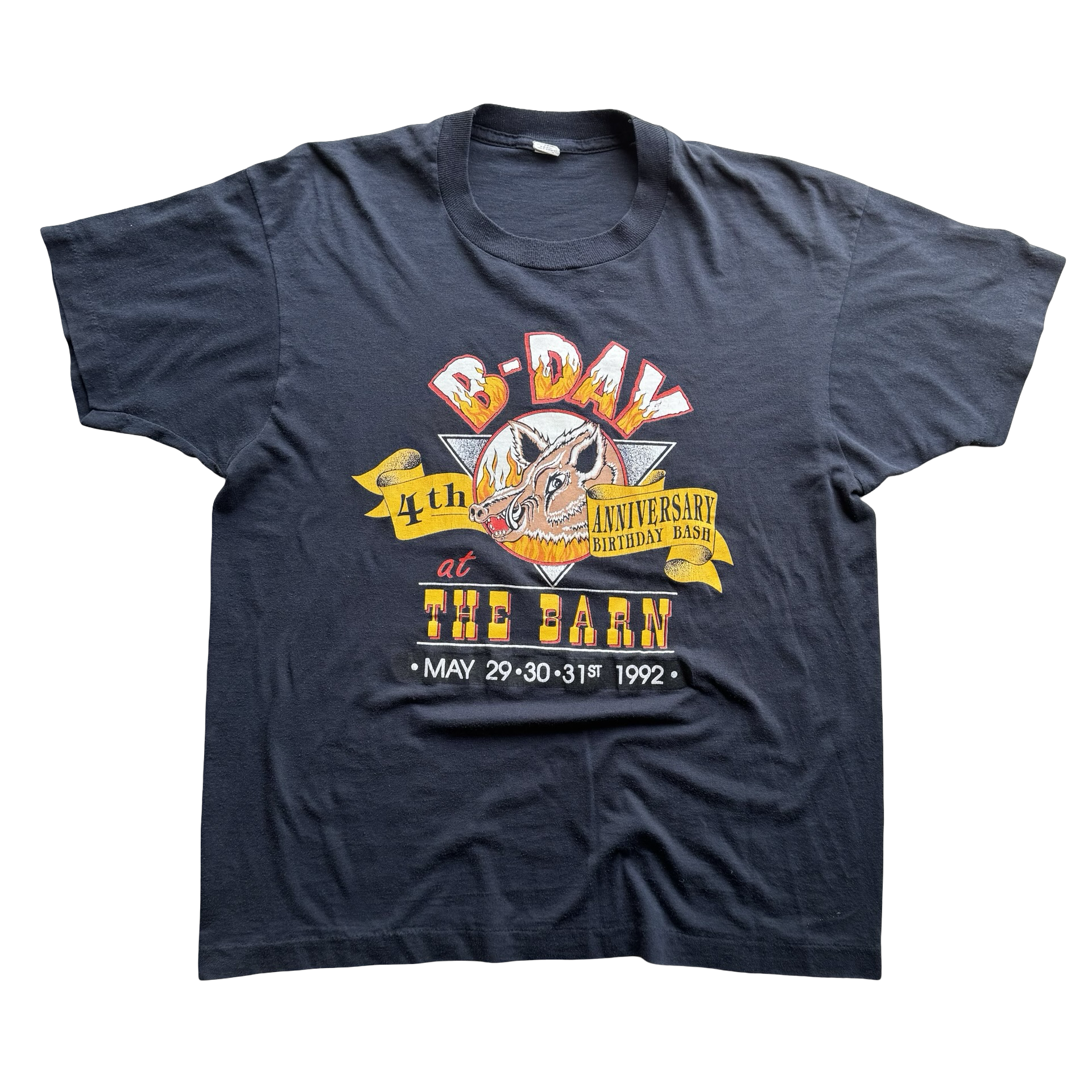 90’s The Barn Hog Flame Biker Bar Tee Size XL