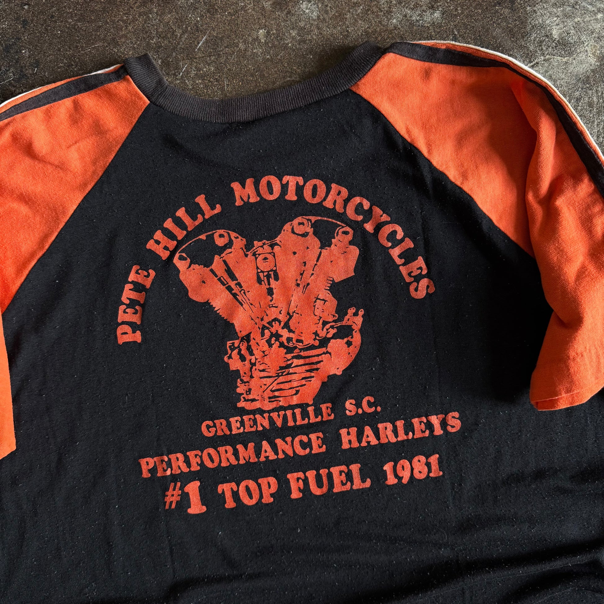 ‘81 Worlds Fastest Knucklehead Harley Racing Jersey Tee (L)
