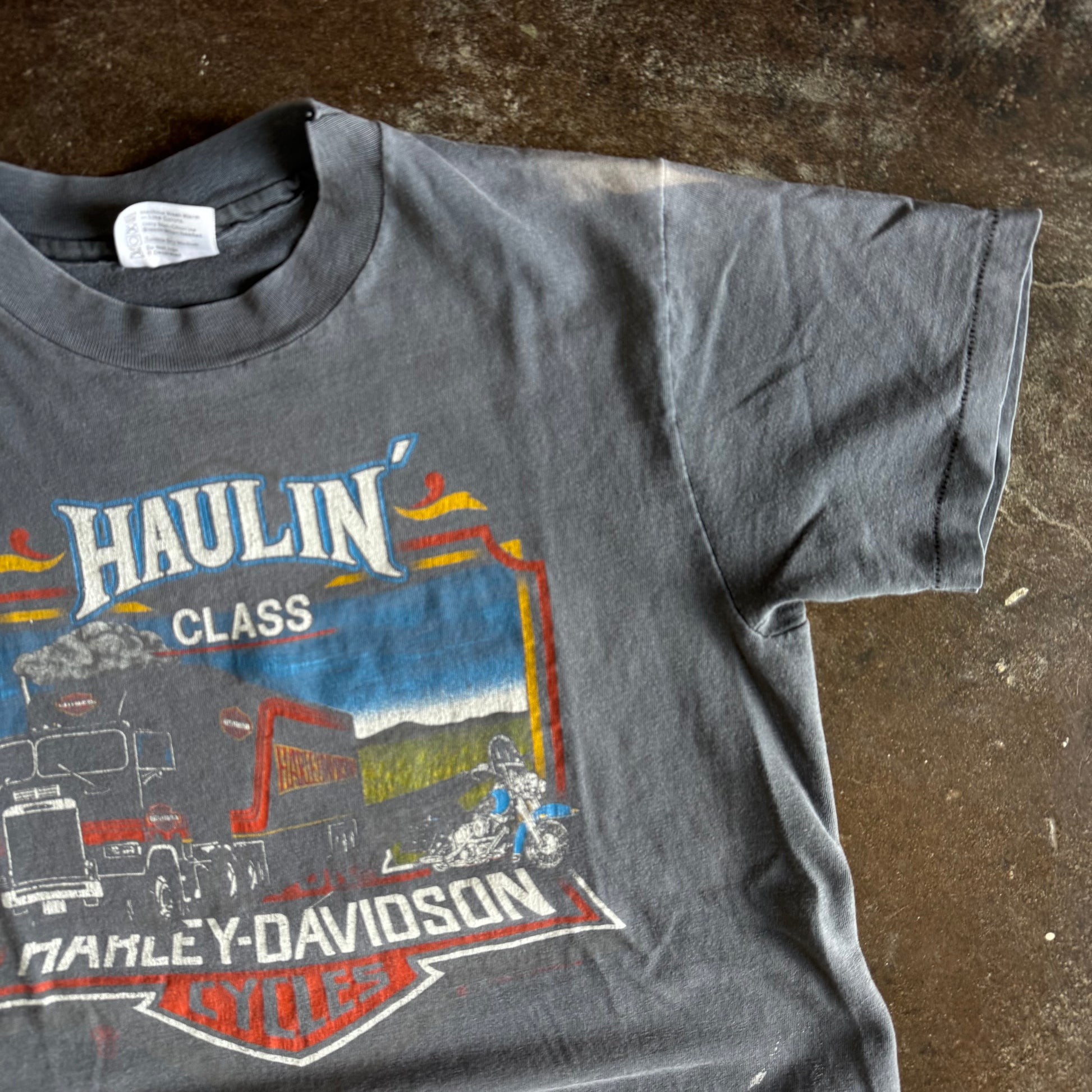 80’s Harley Haulin’ Class Electric City Sun Faded Tee (M)