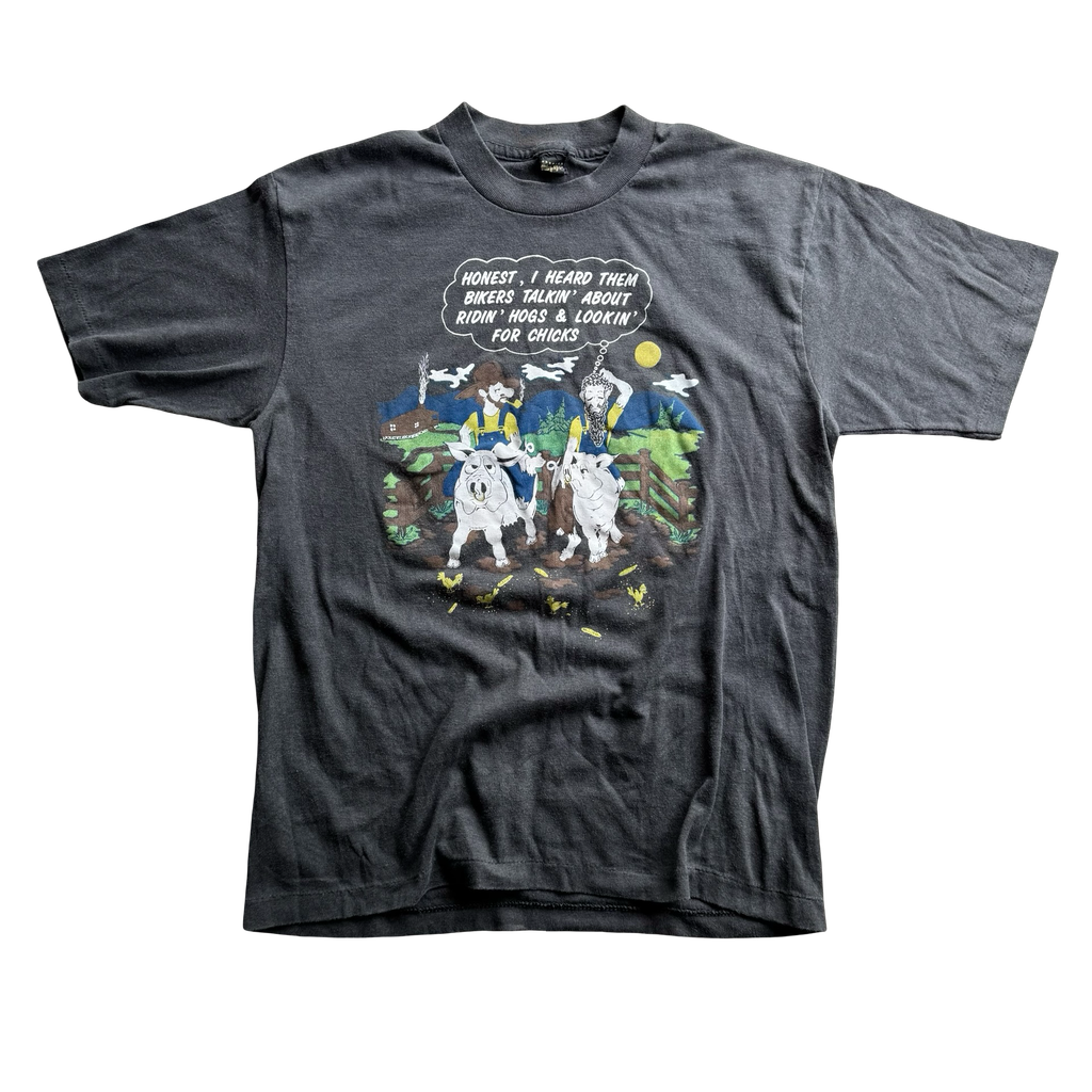80’s “Honest I heard them Bikers talkin” Funny Tee Size L