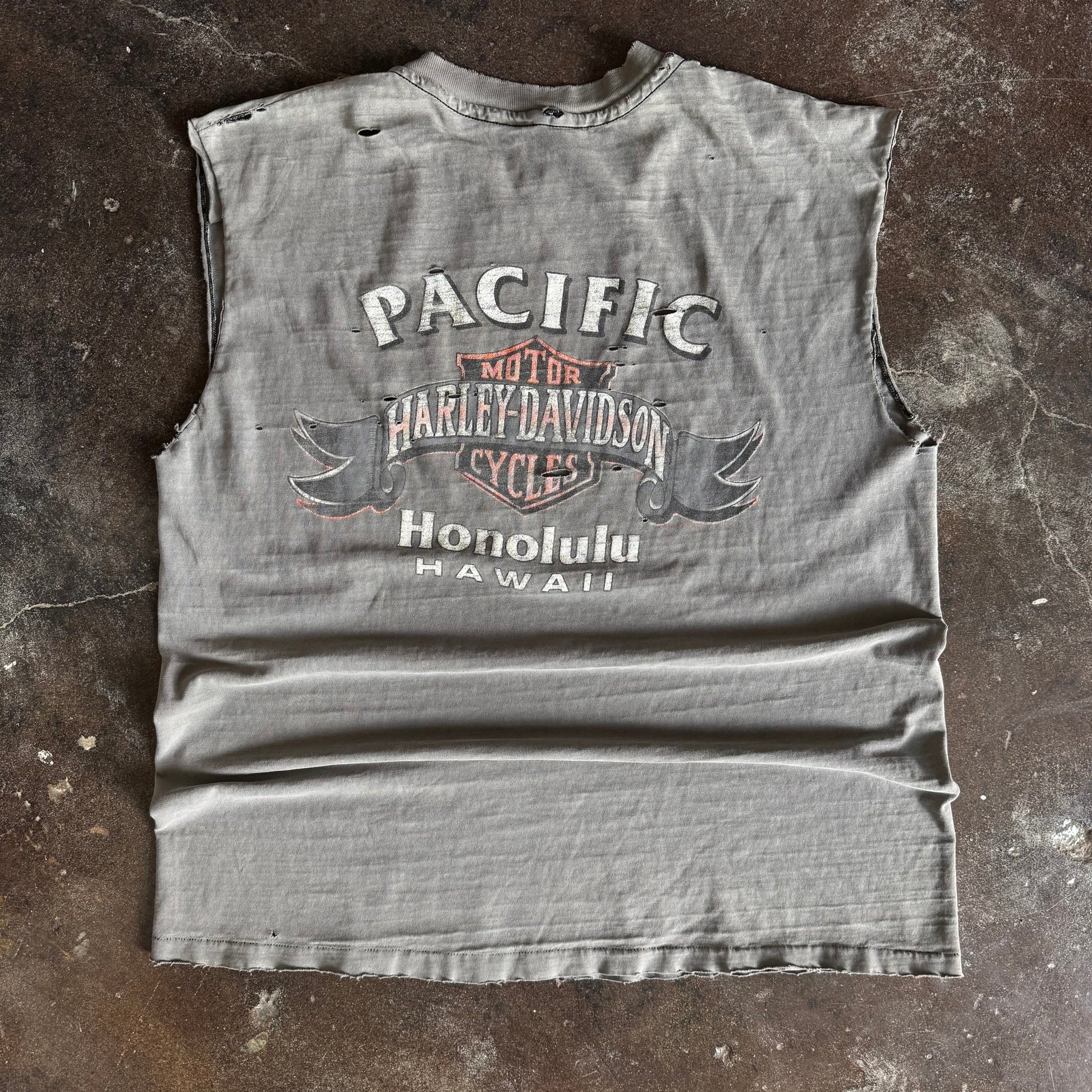 80’s Harley Sun Faded Hawaii Cut Off Tee (XXL)